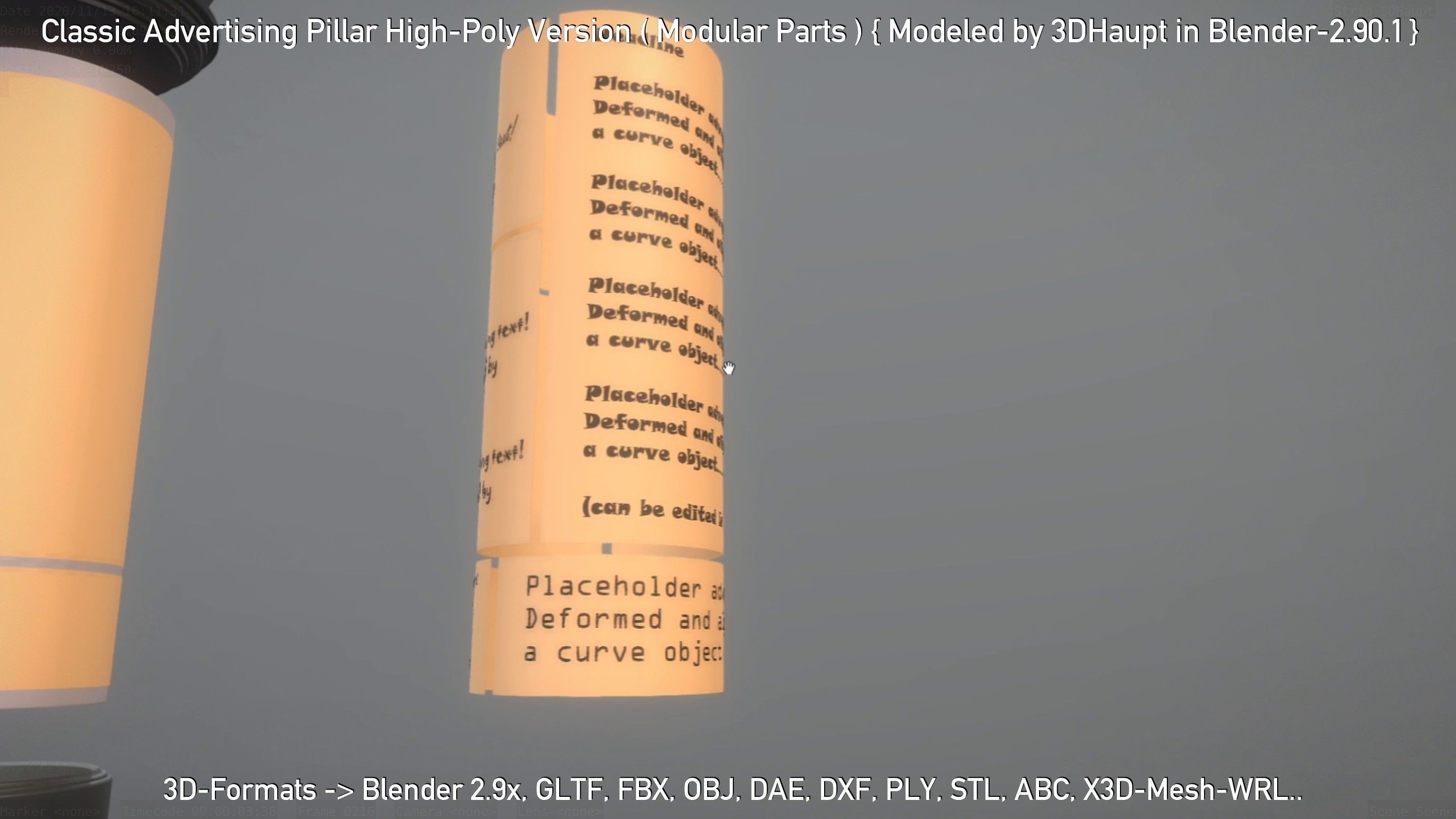 Classic Advertising Pillar High-Poly Version 3D model_48