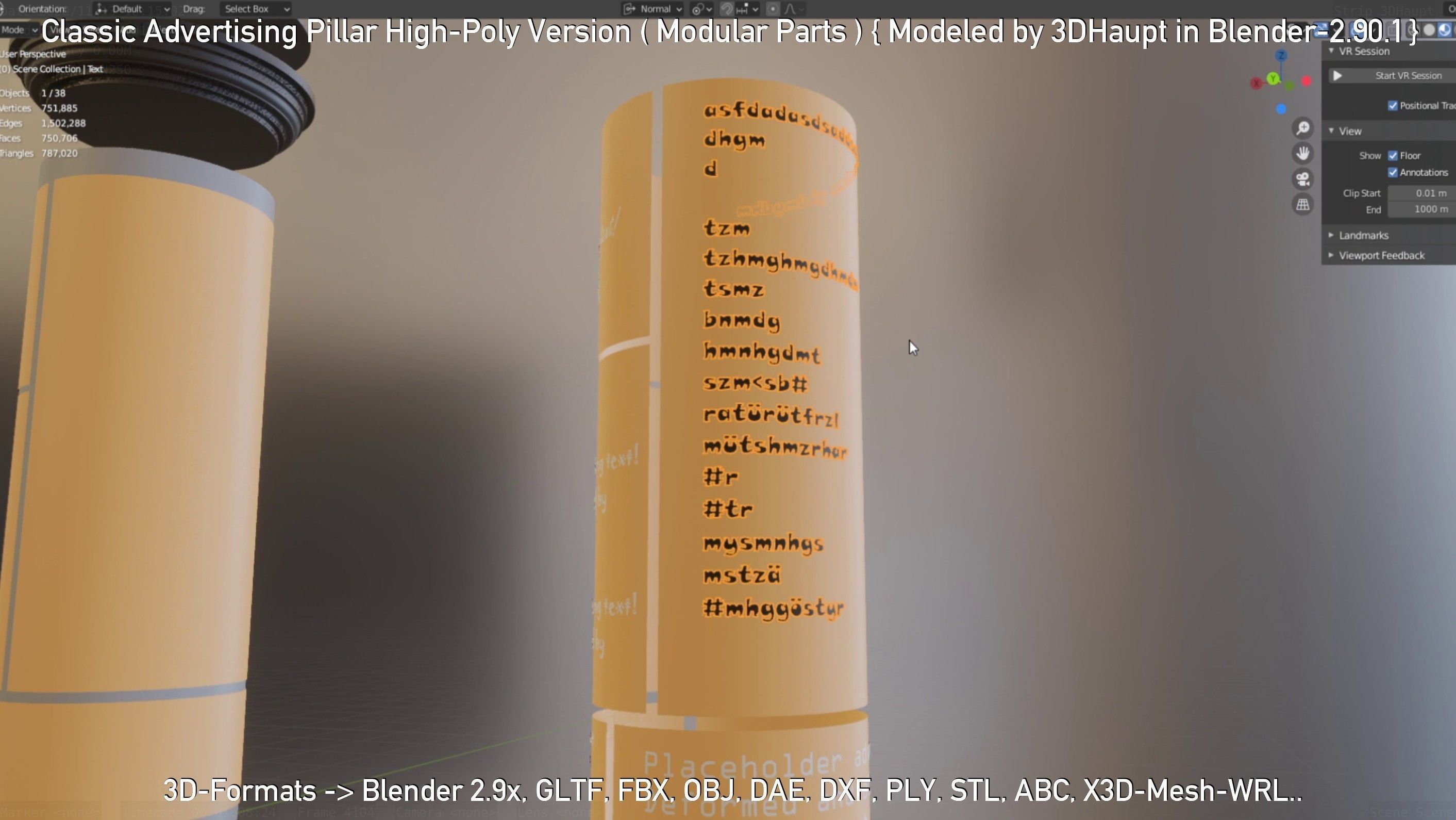 Classic Advertising Pillar High-Poly Version 3D model_107