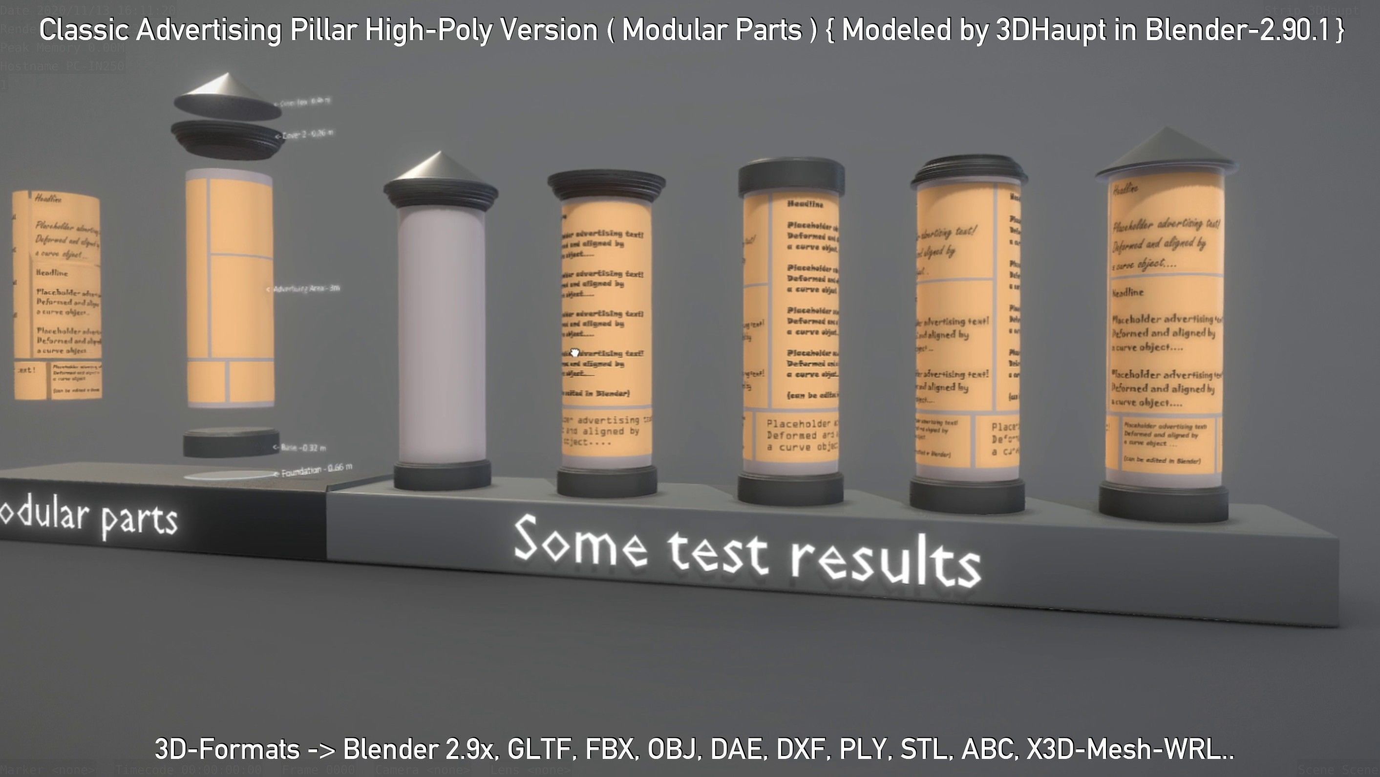Classic Advertising Pillar High-Poly Version 3D model_5