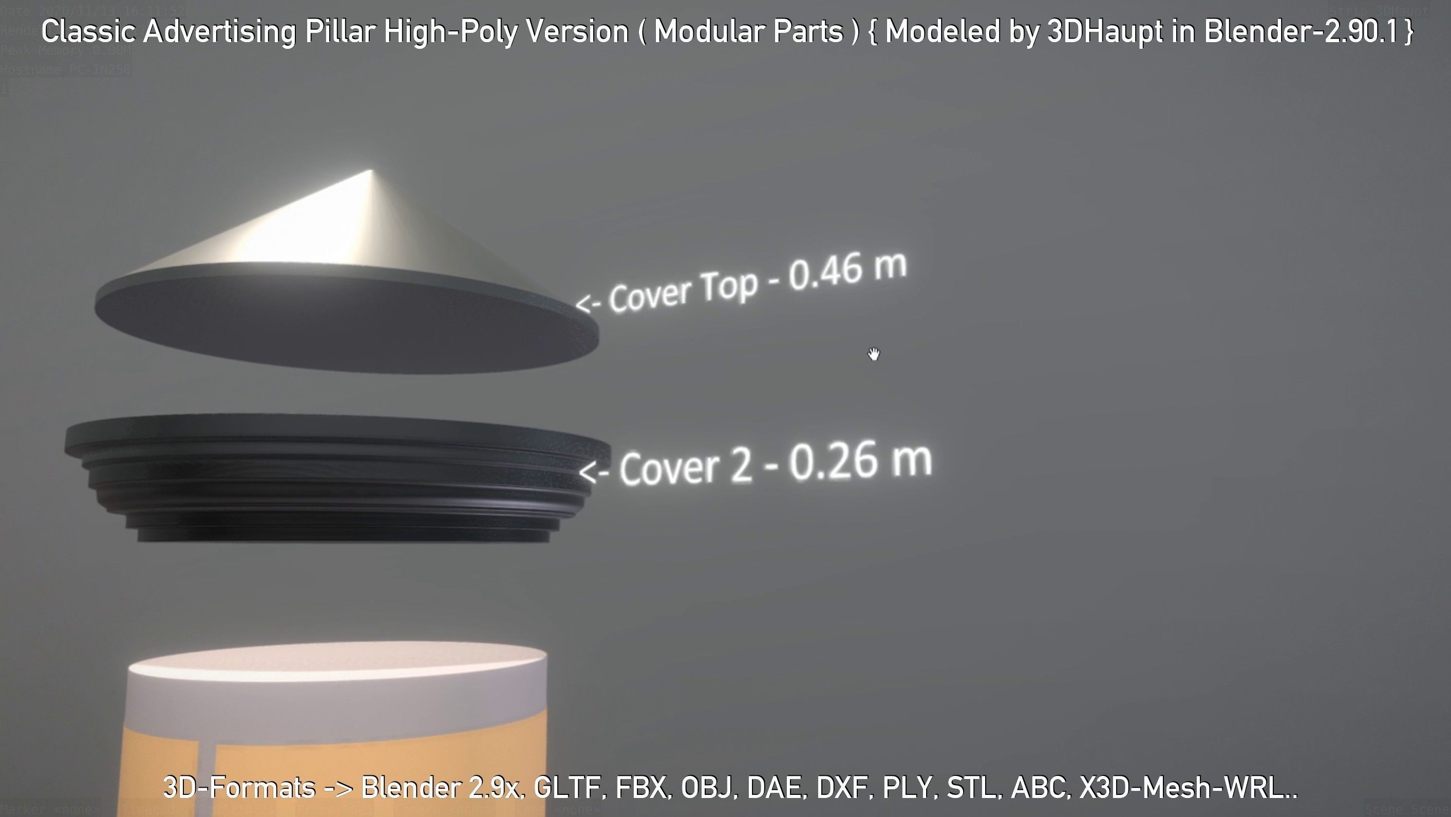 Classic Advertising Pillar High-Poly Version 3D model_51