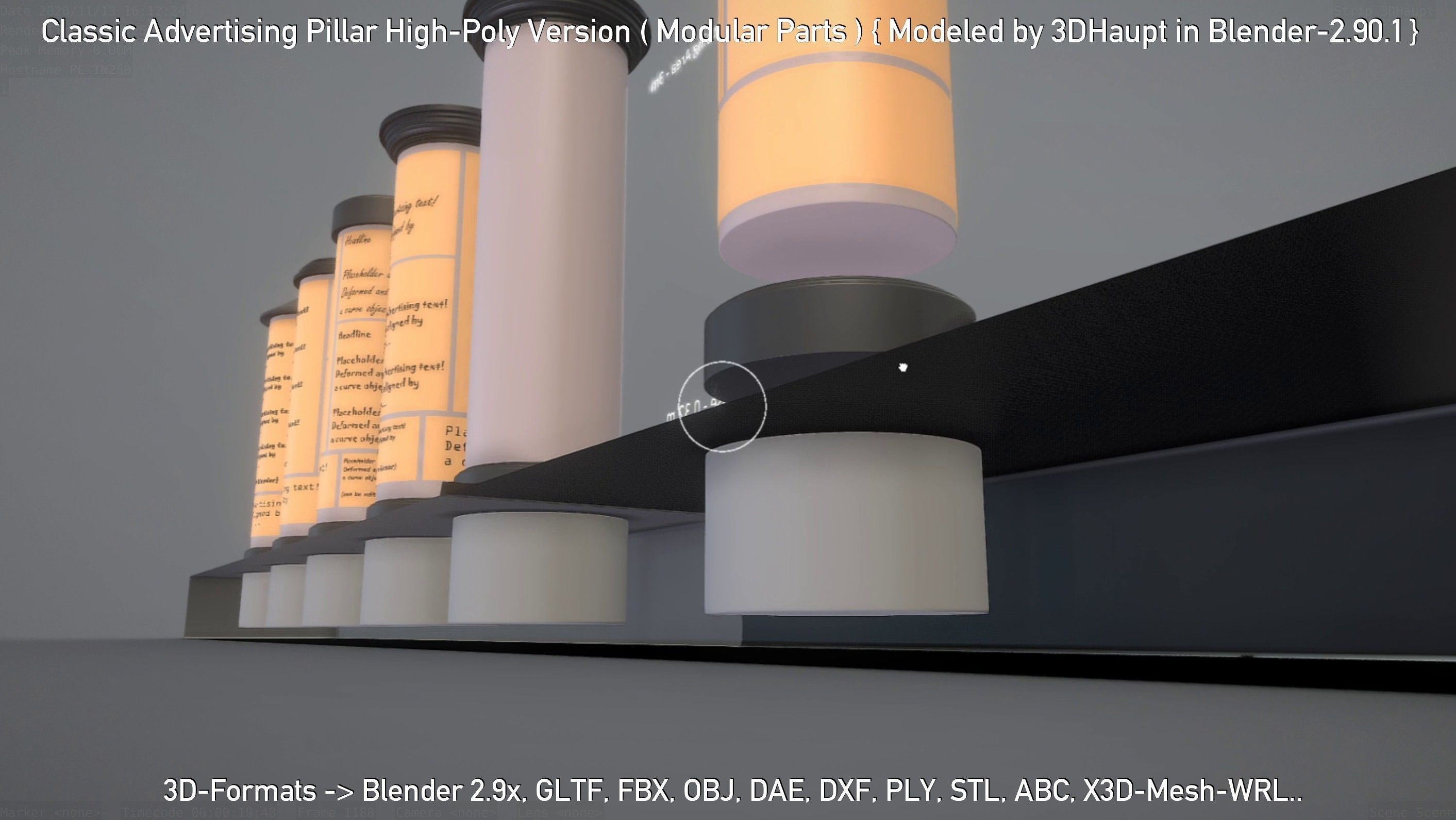 Classic Advertising Pillar High-Poly Version 3D model_57