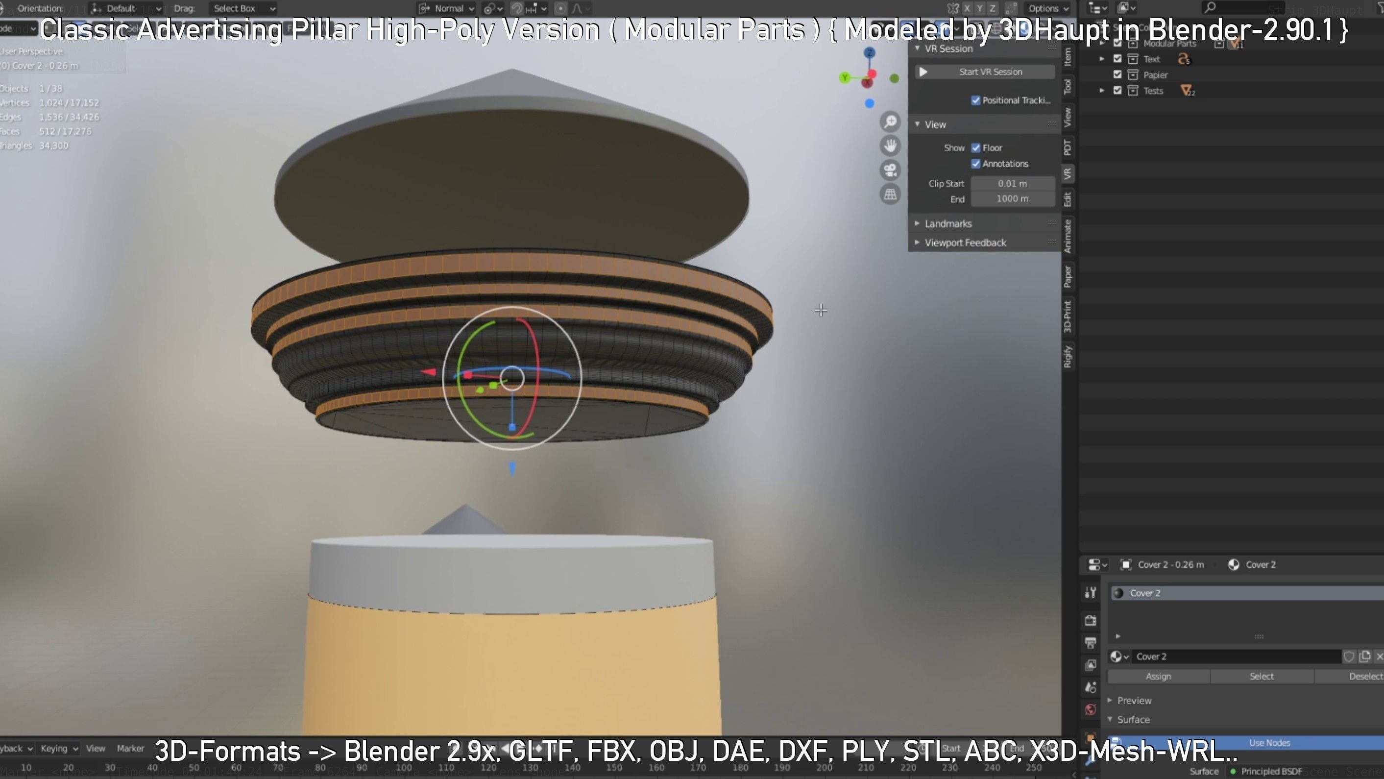Classic Advertising Pillar High-Poly Version 3D model_17