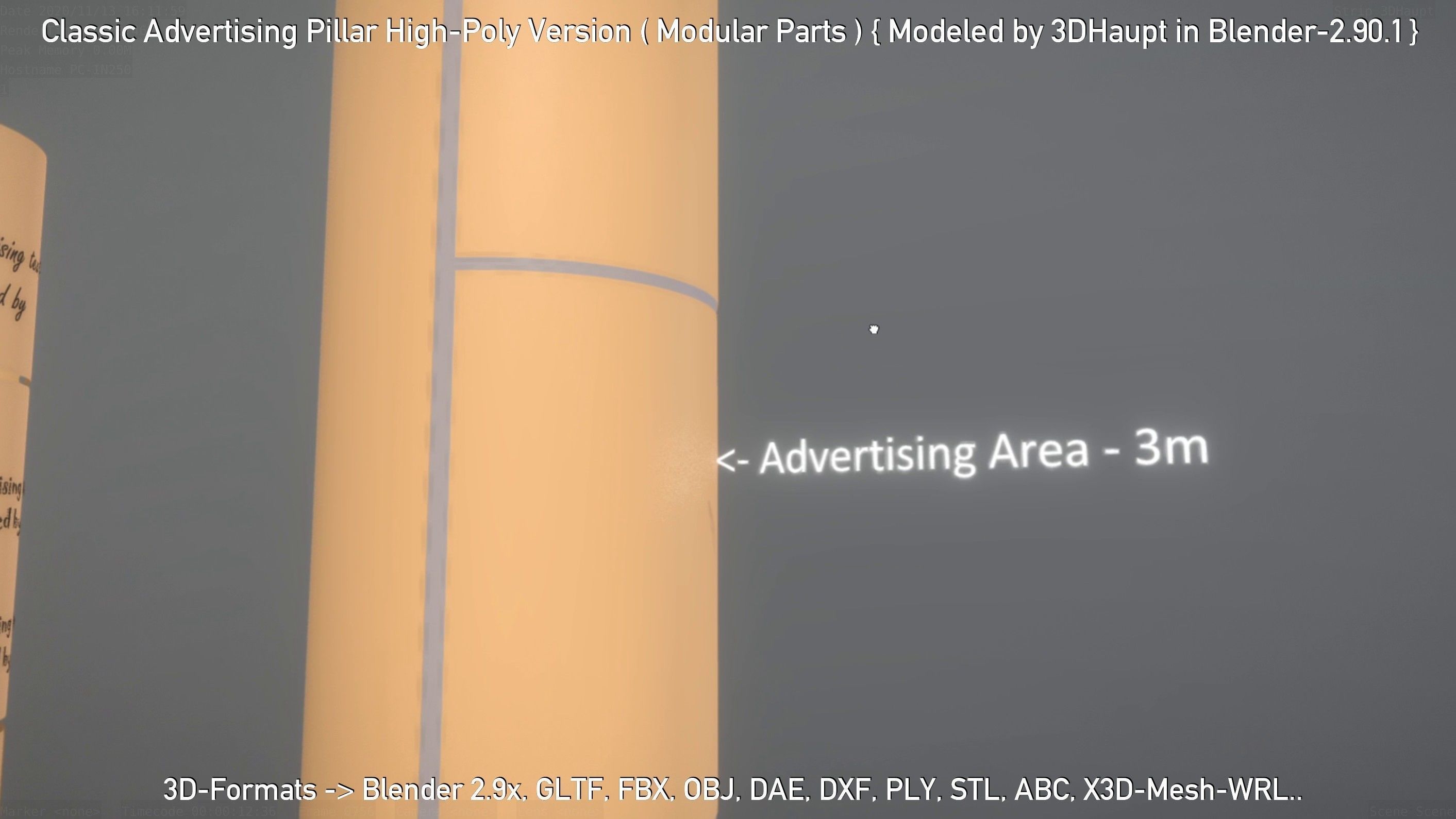 Classic Advertising Pillar High-Poly Version 3D model_82