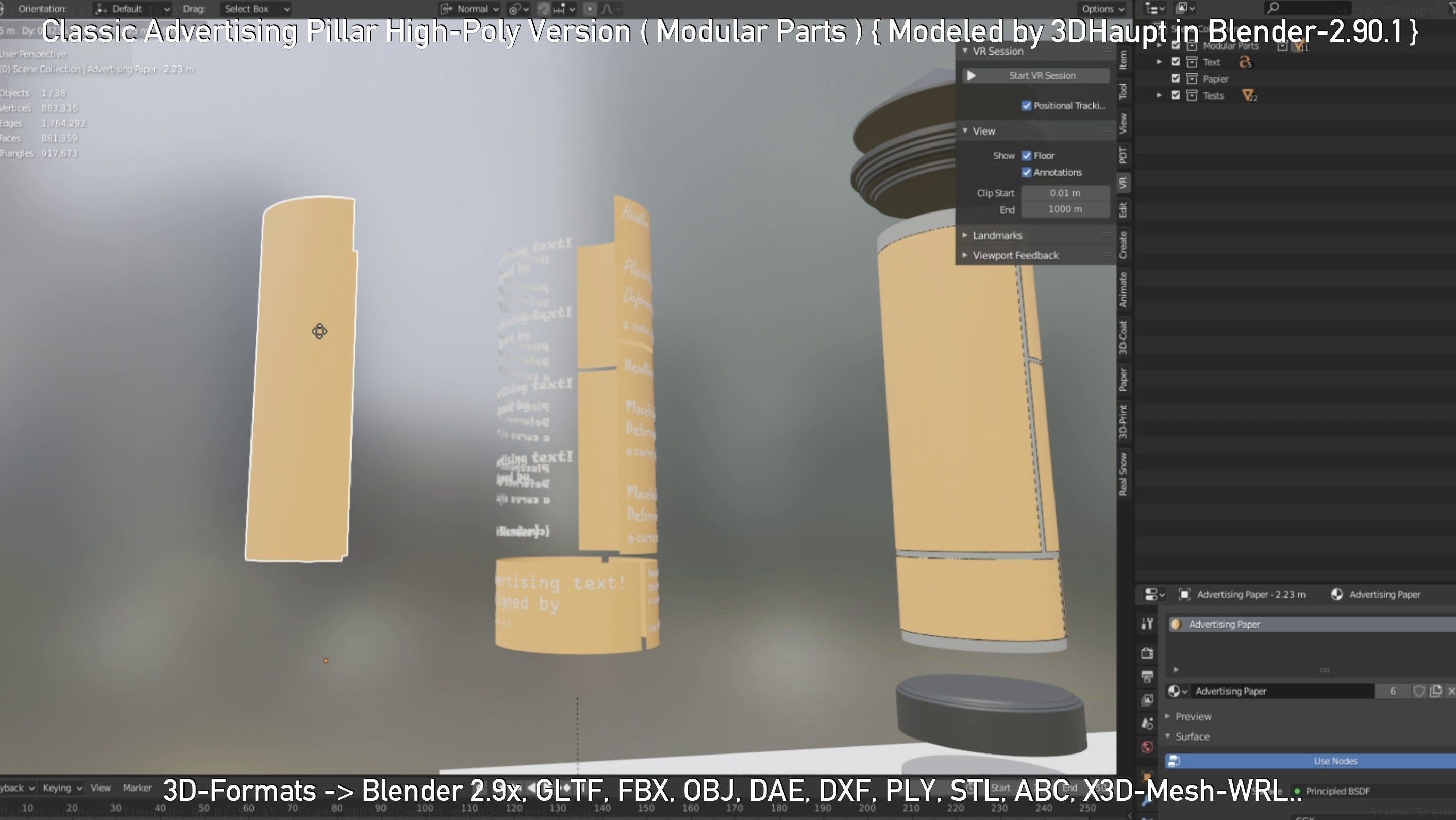 Classic Advertising Pillar High-Poly Version 3D model_24