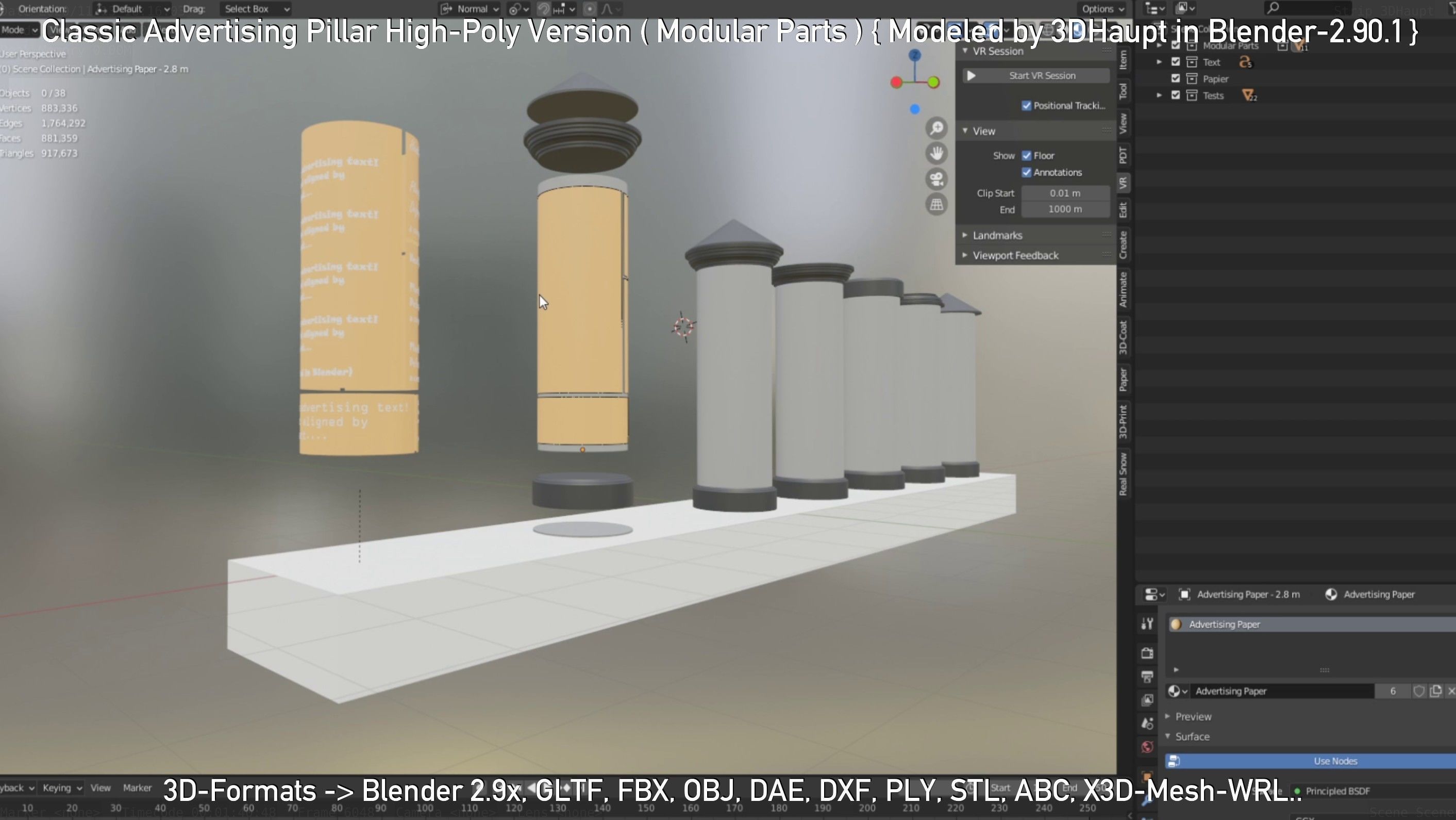 Classic Advertising Pillar High-Poly Version 3D model_16