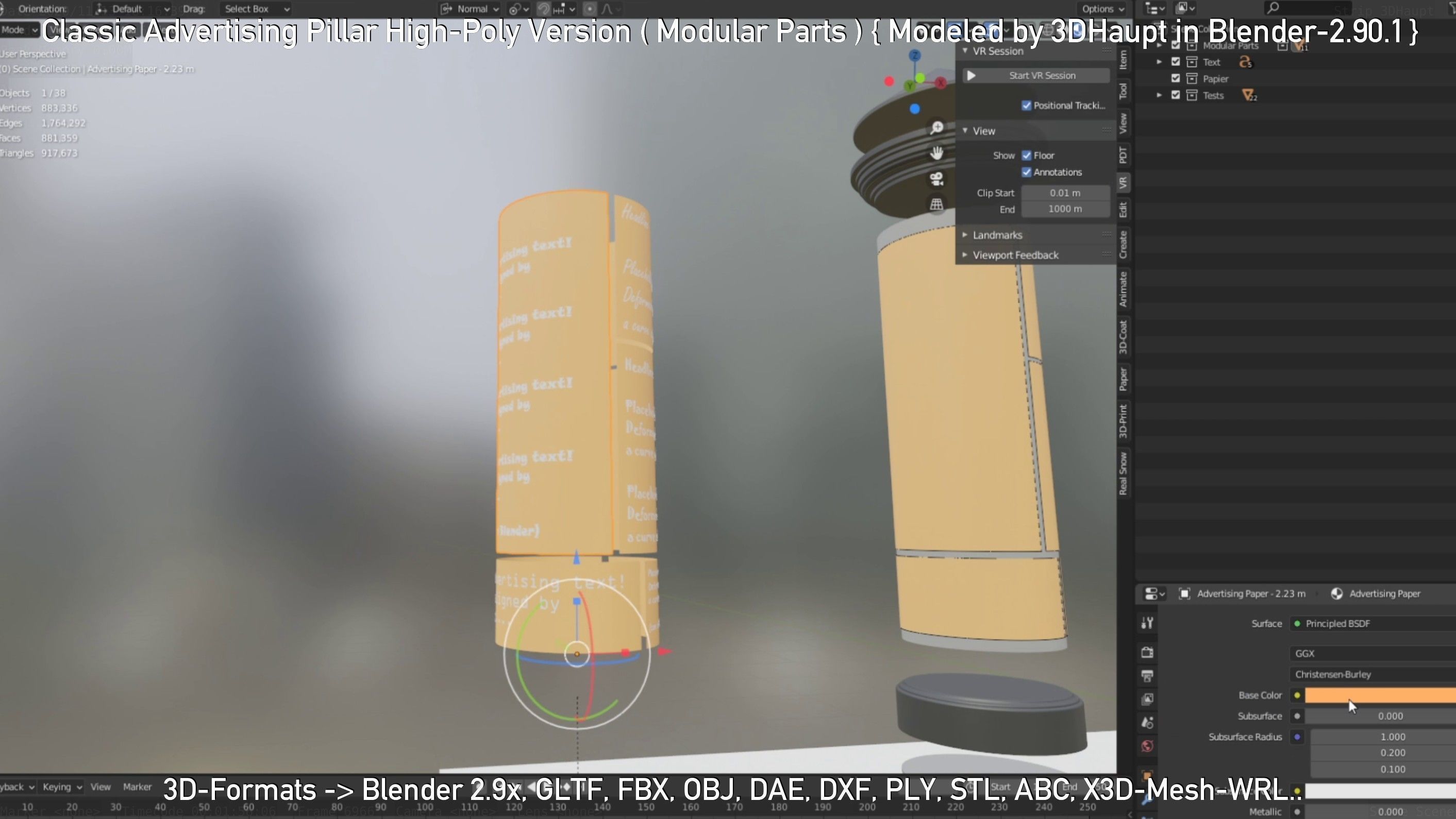 Classic Advertising Pillar High-Poly Version 3D model_25