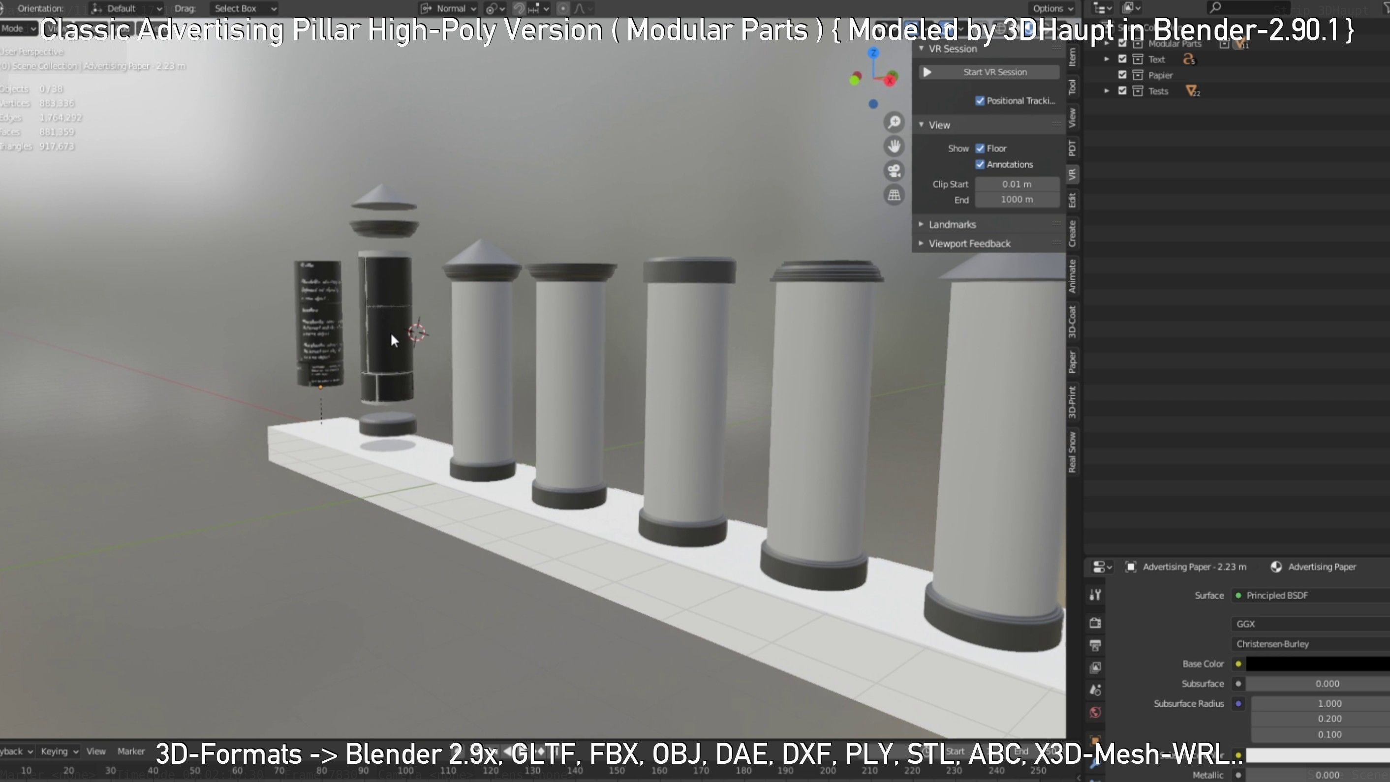 Classic Advertising Pillar High-Poly Version 3D model_89