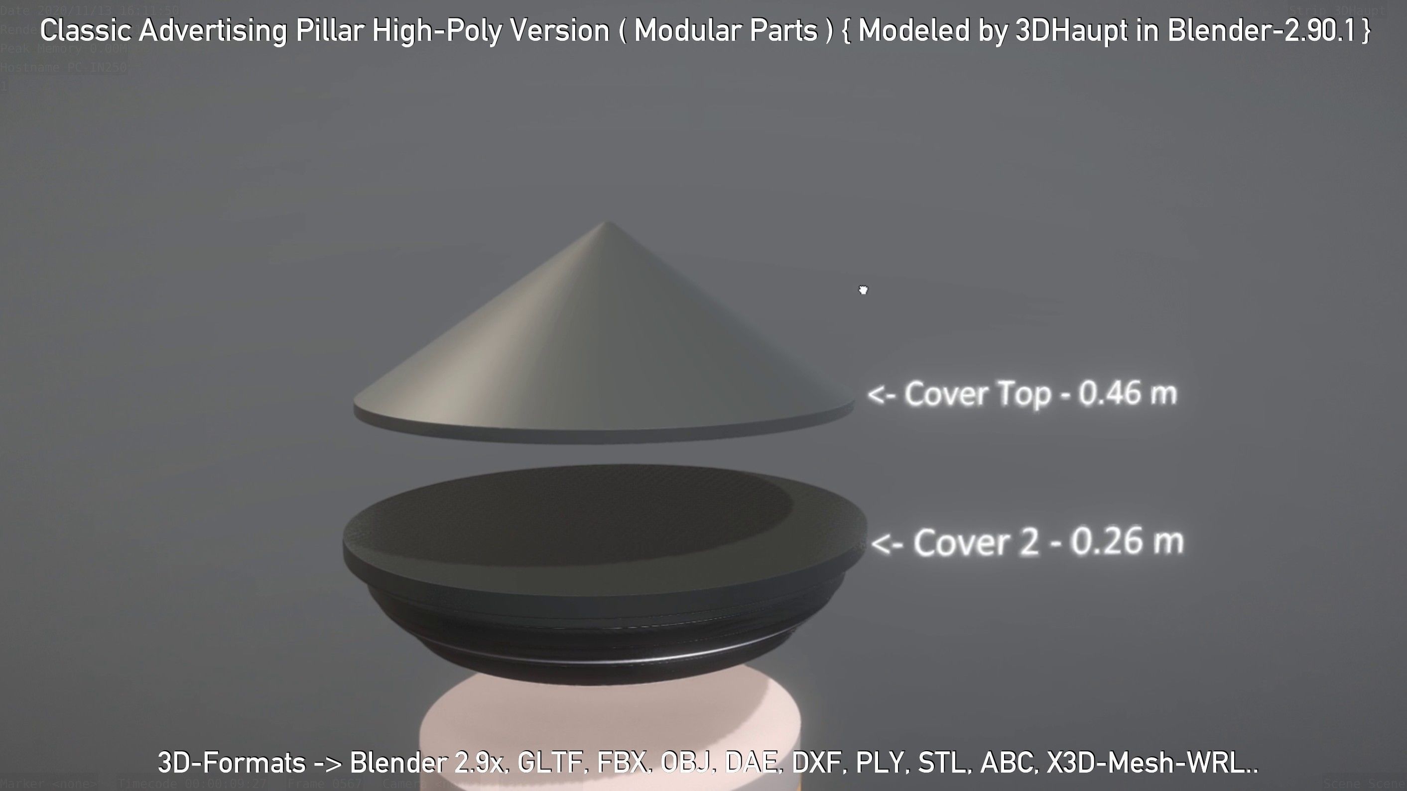 Classic Advertising Pillar High-Poly Version 3D model_3