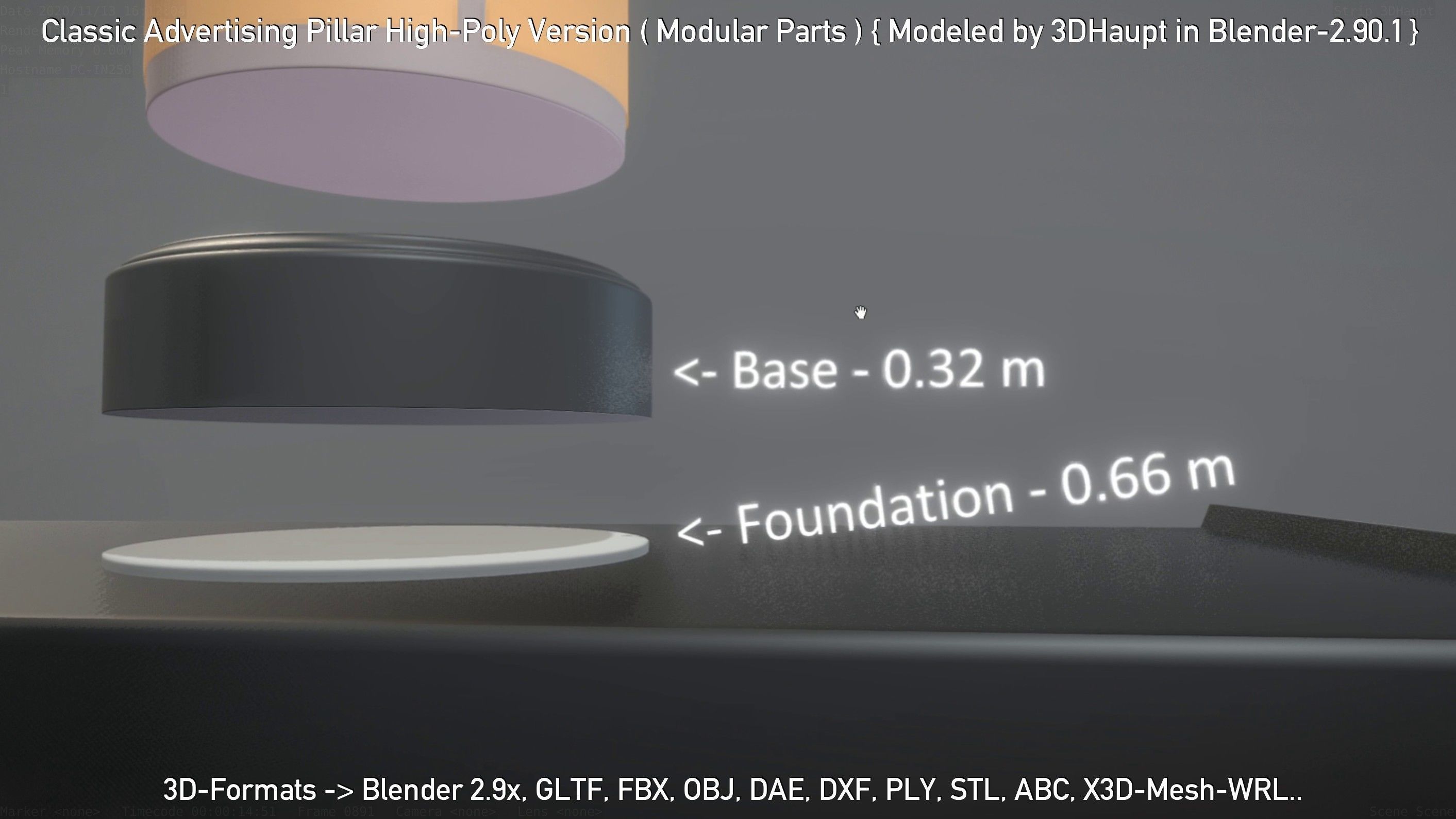 Classic Advertising Pillar High-Poly Version 3D model_98