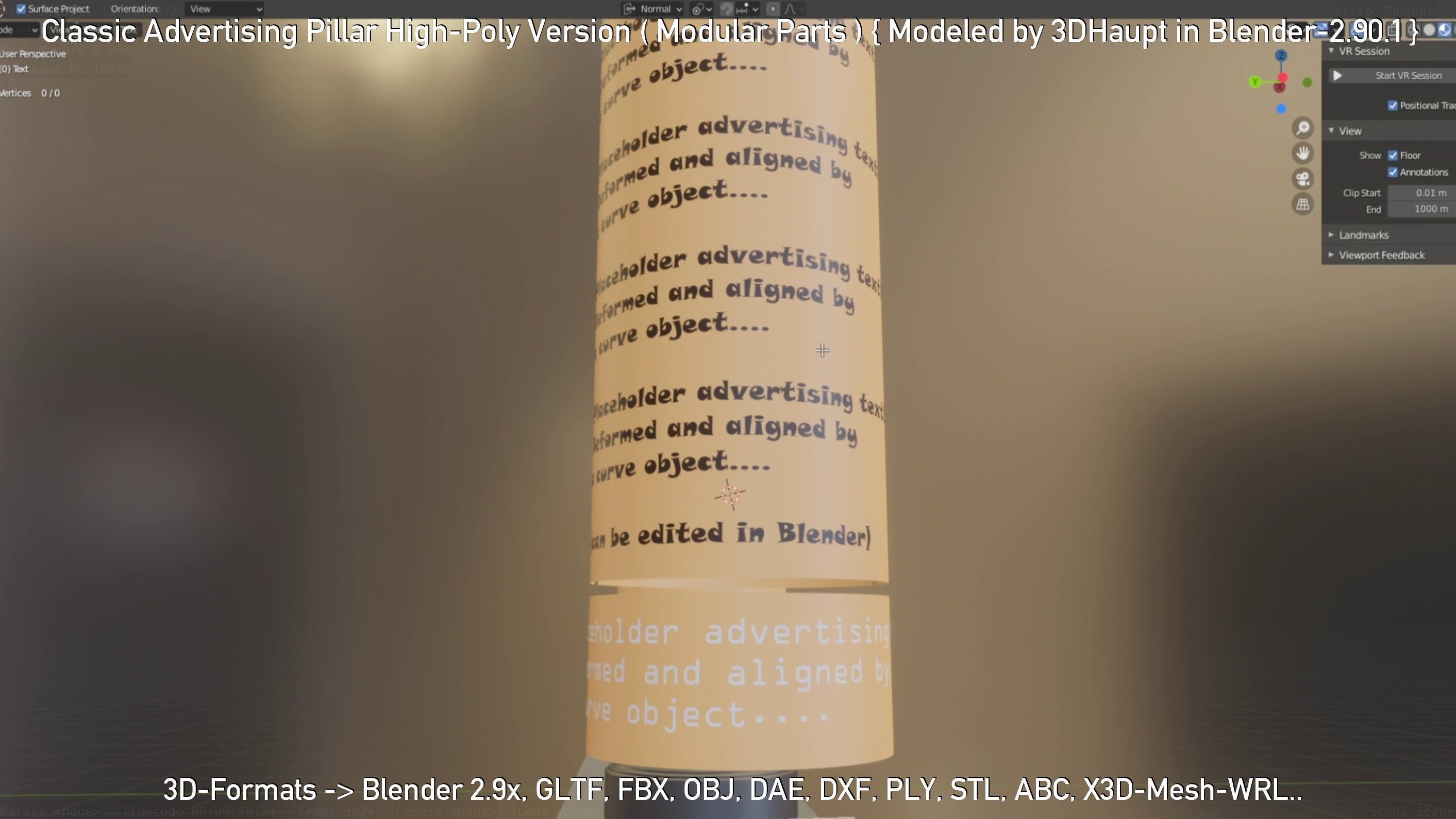 Classic Advertising Pillar High-Poly Version 3D model_111