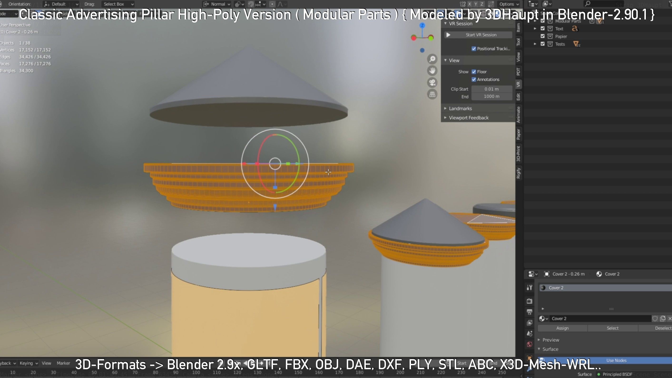 Classic Advertising Pillar High-Poly Version 3D model_19
