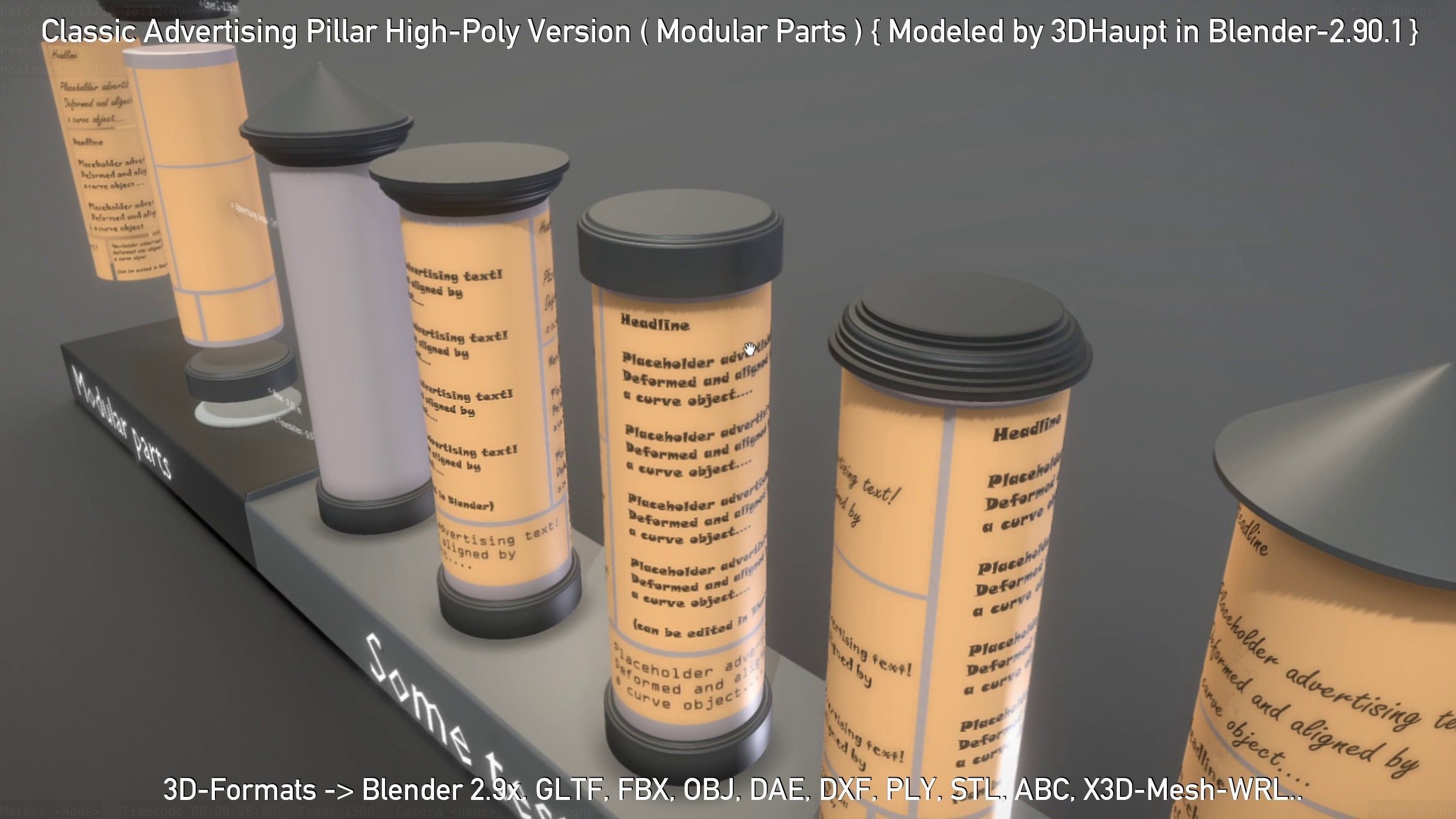 Classic Advertising Pillar High-Poly Version 3D model_60