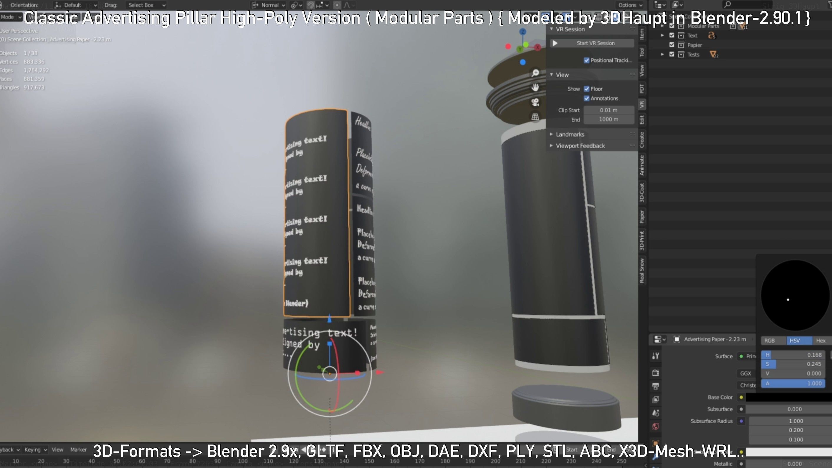 Classic Advertising Pillar High-Poly Version 3D model_27