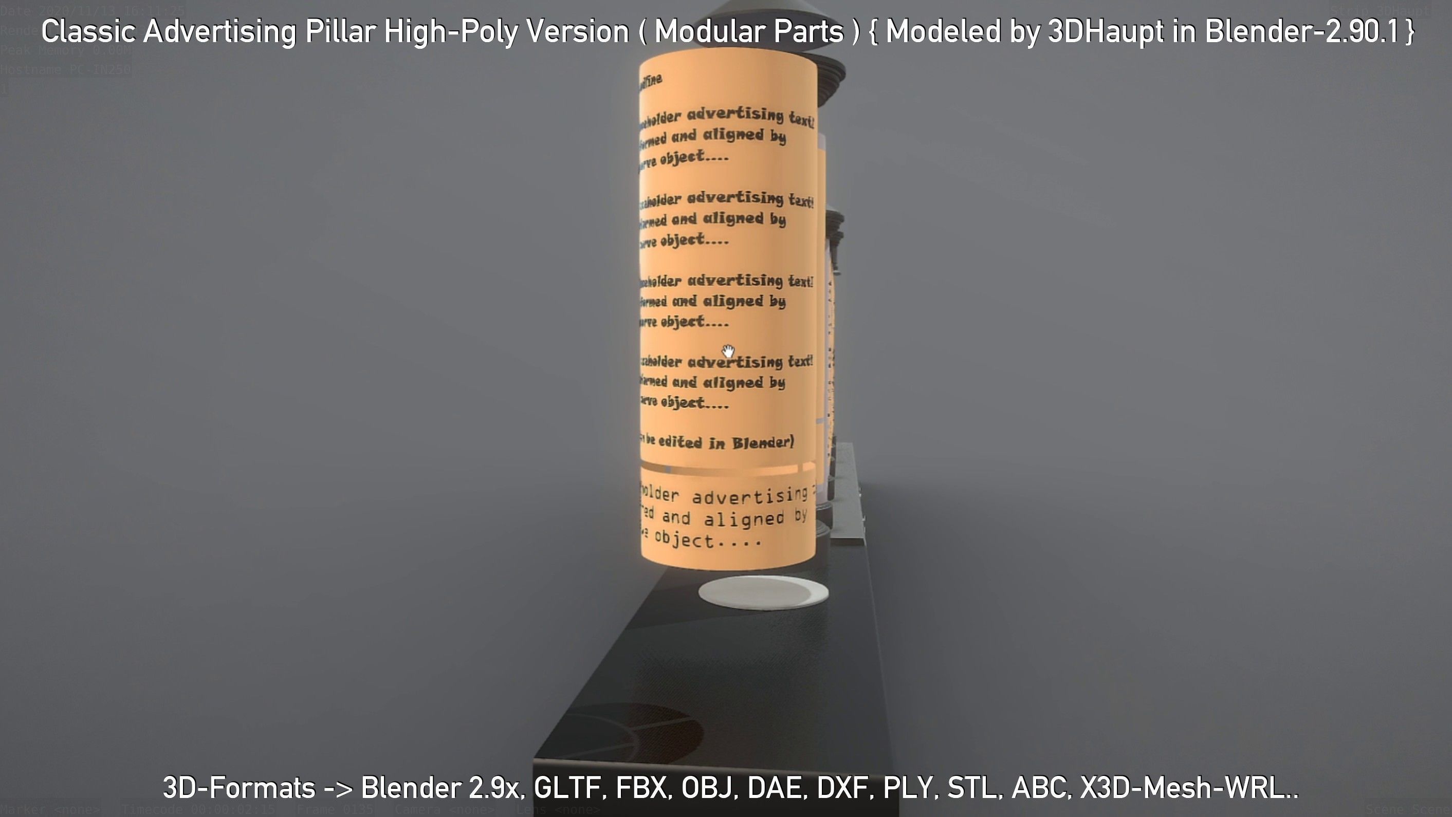 Classic Advertising Pillar High-Poly Version 3D model_47