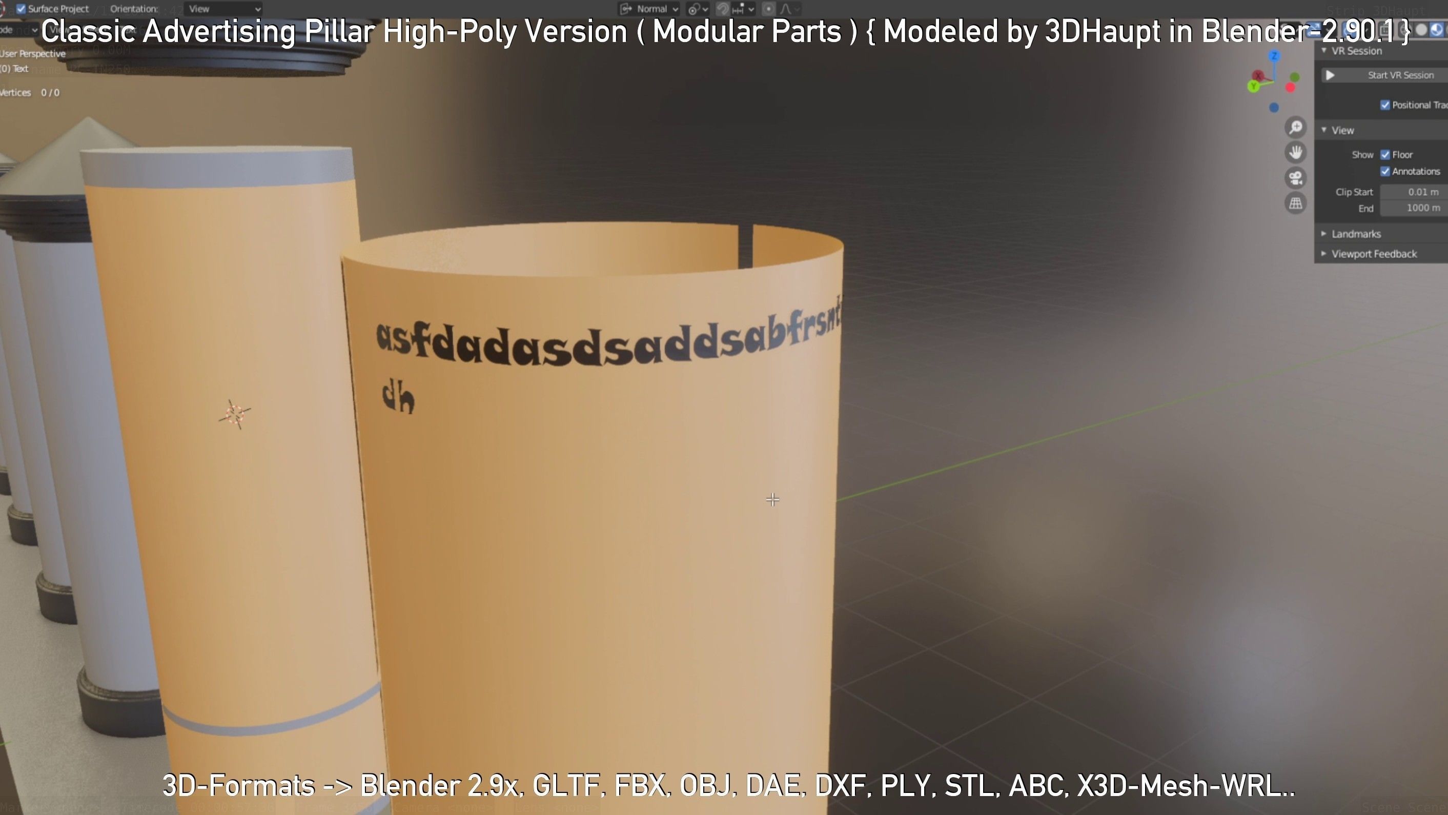 Classic Advertising Pillar High-Poly Version 3D model_115