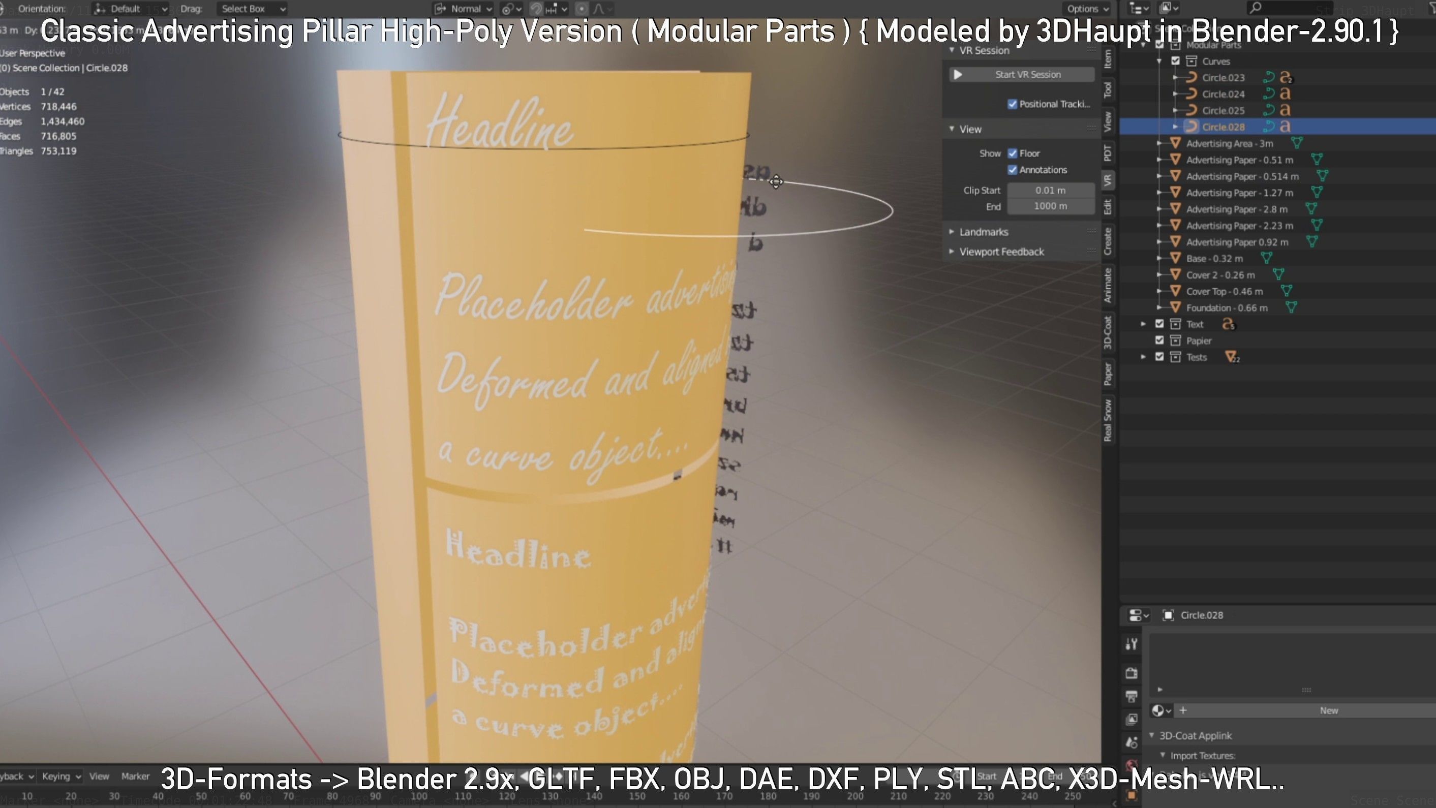 Classic Advertising Pillar High-Poly Version 3D model_33