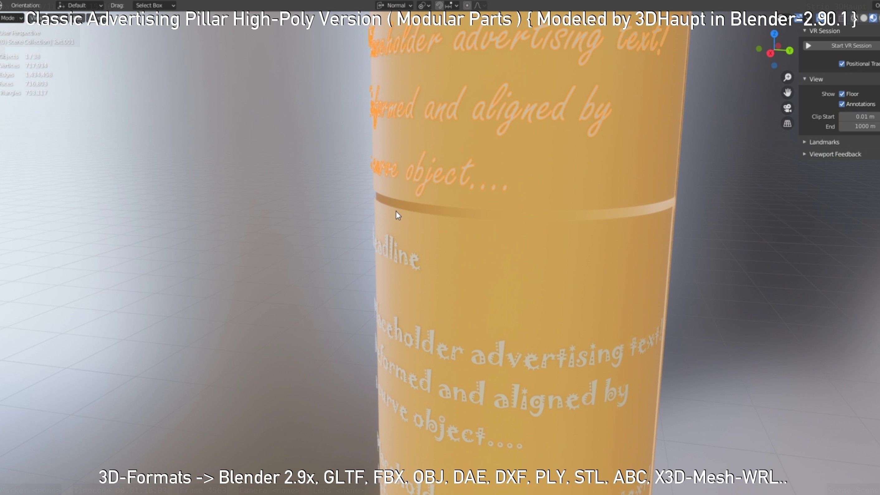 Classic Advertising Pillar High-Poly Version 3D model_118