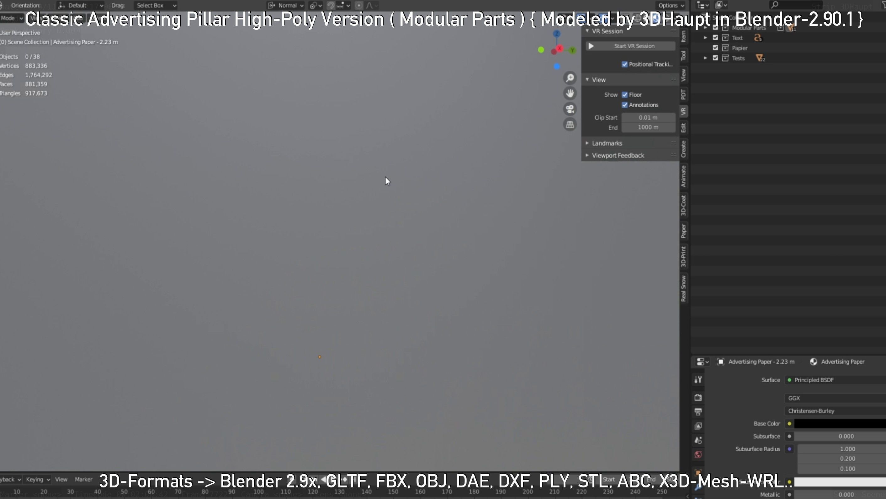 Classic Advertising Pillar High-Poly Version 3D model_44