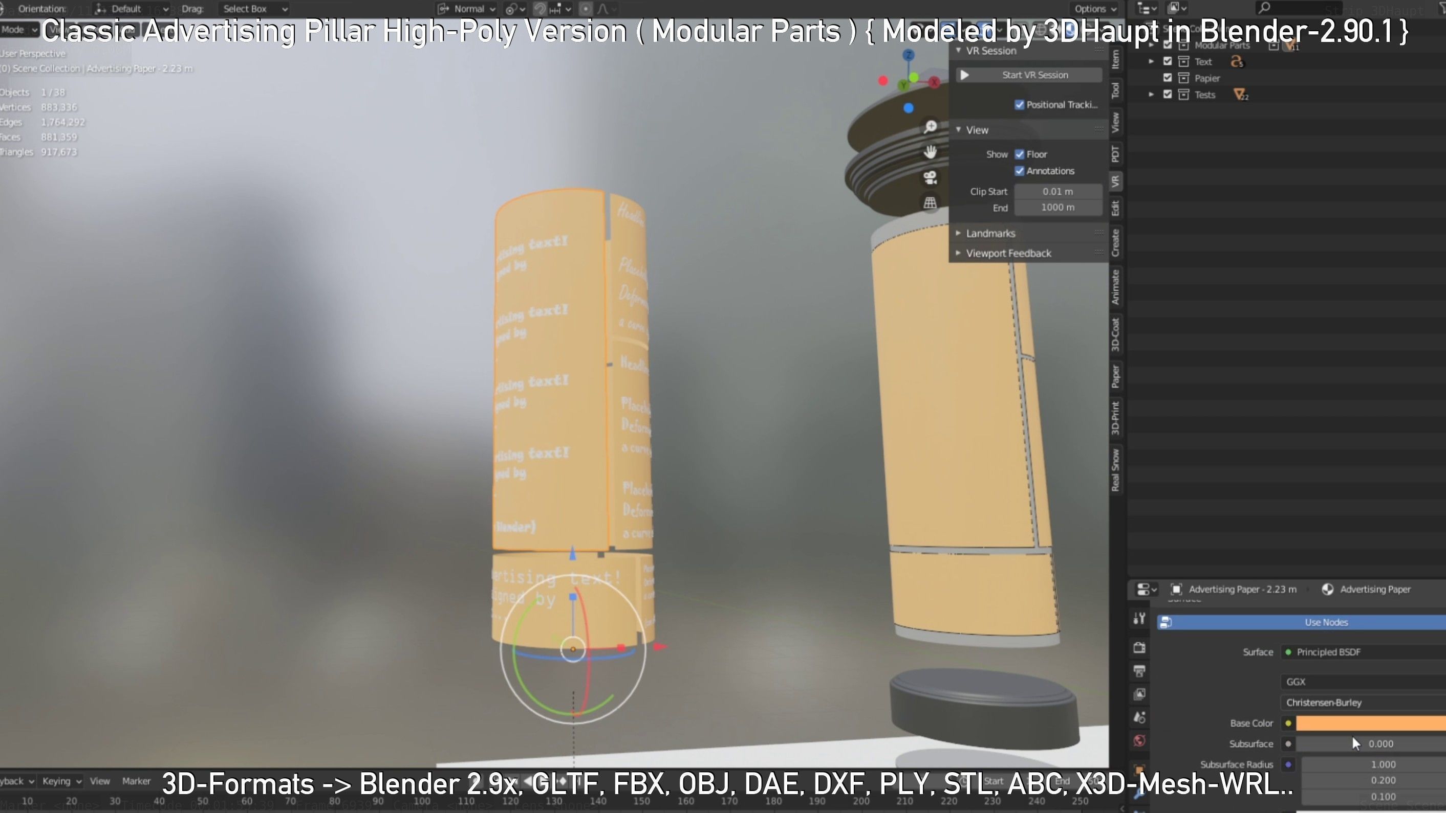 Classic Advertising Pillar High-Poly Version 3D model_125