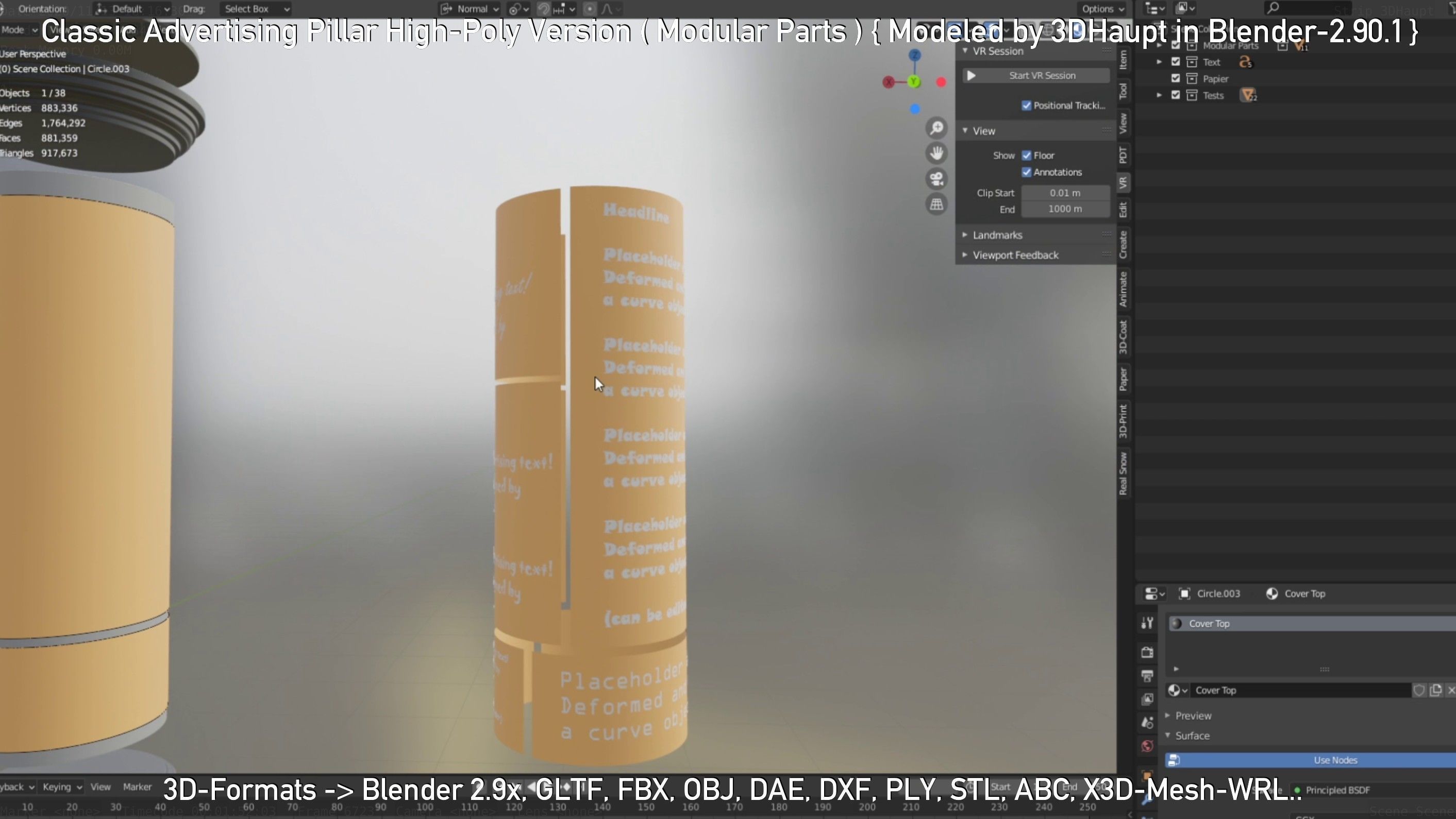 Classic Advertising Pillar High-Poly Version 3D model_22