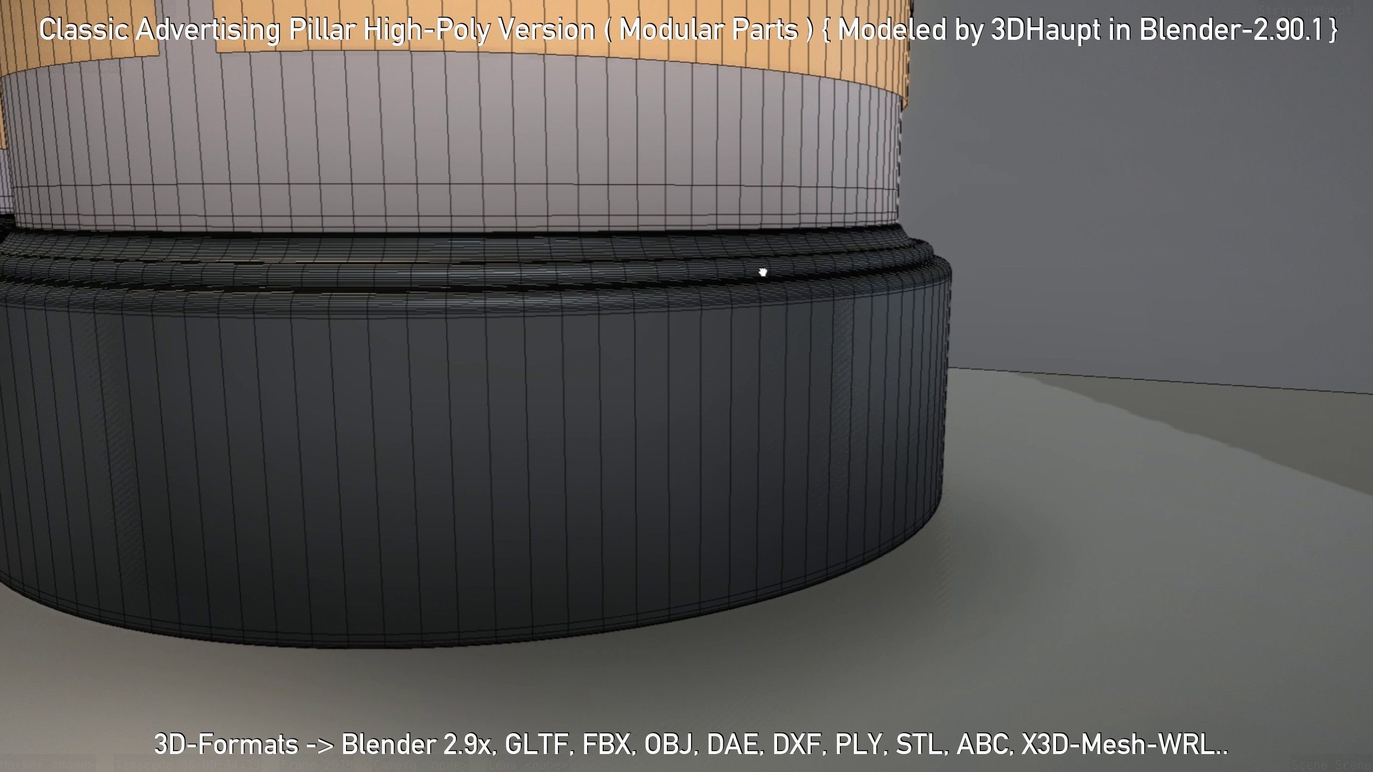 Classic Advertising Pillar High-Poly Version 3D model_65