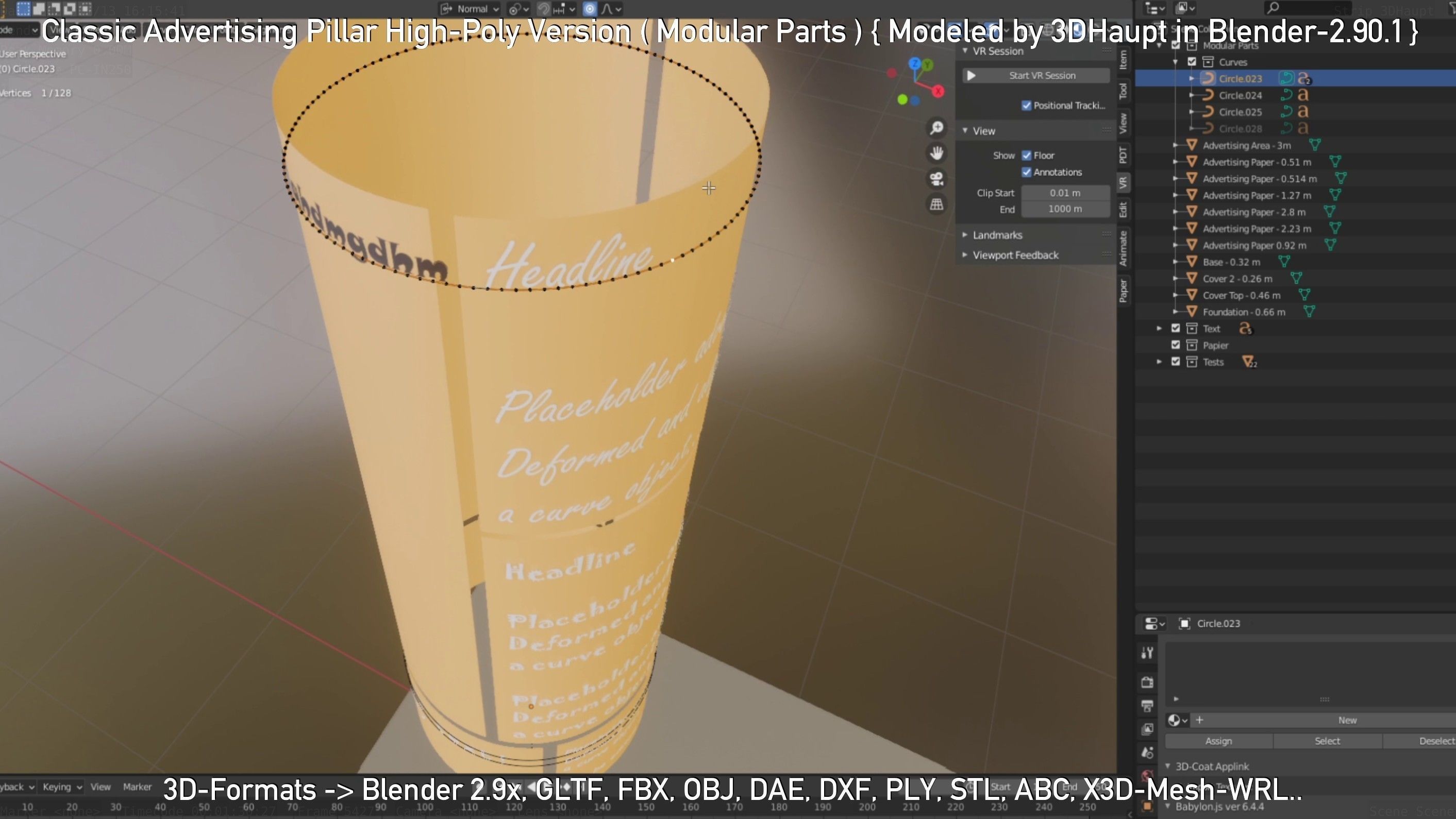 Classic Advertising Pillar High-Poly Version 3D model_38