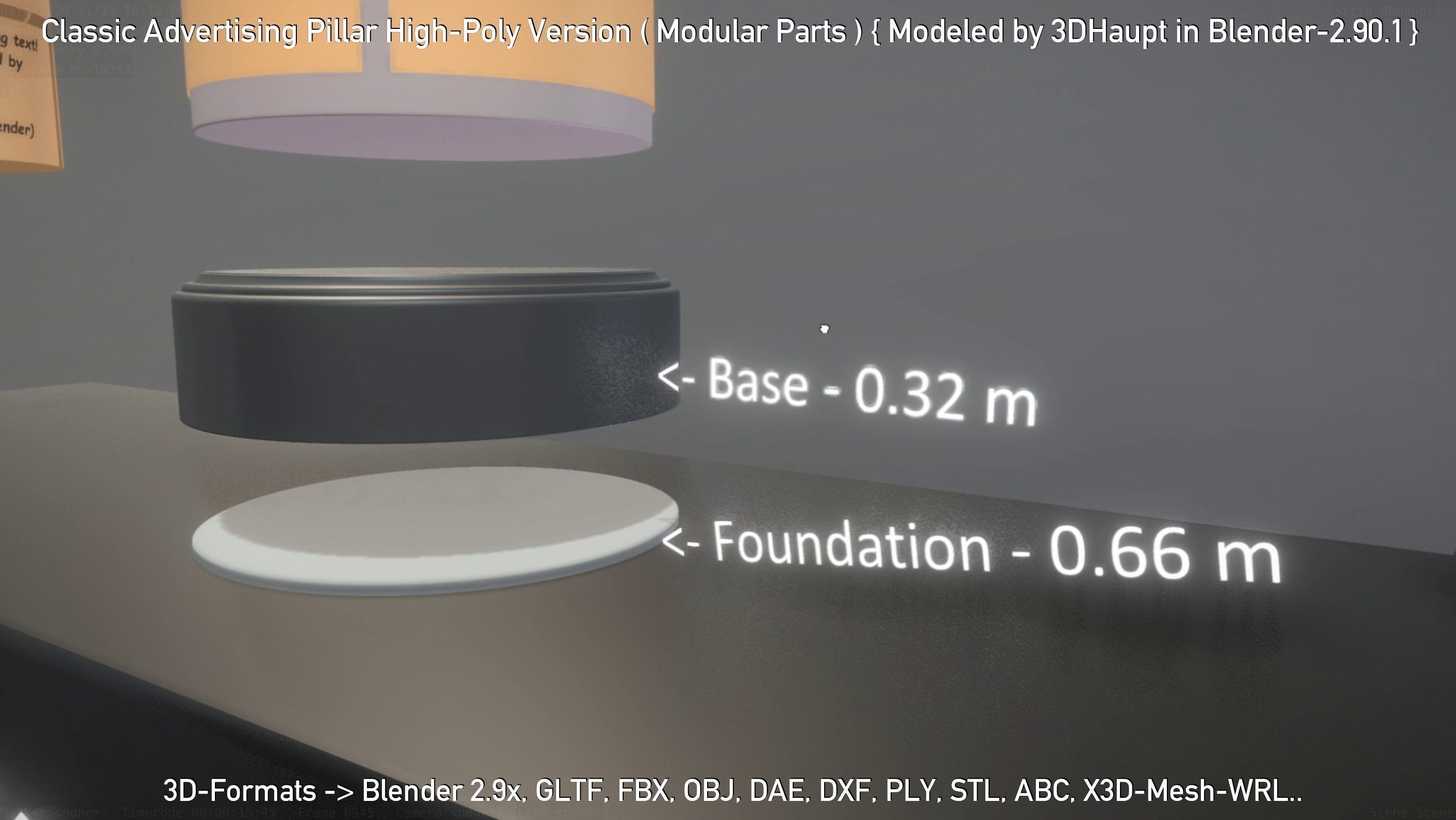 Classic Advertising Pillar High-Poly Version 3D model_4