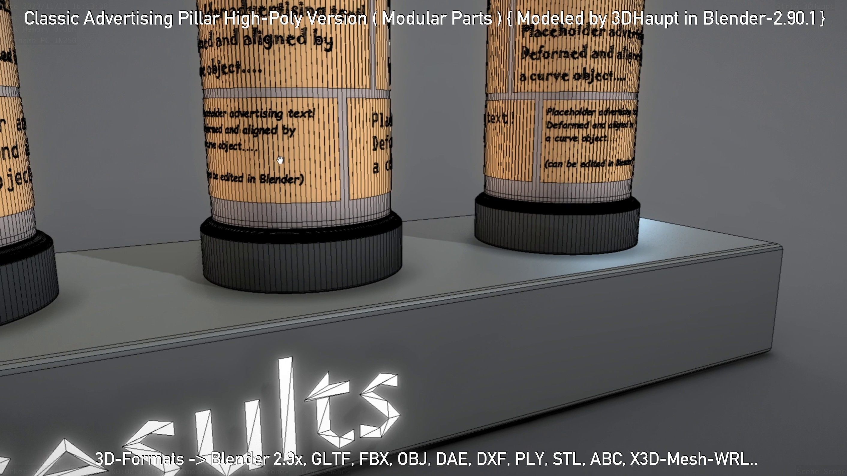 Classic Advertising Pillar High-Poly Version 3D model_66