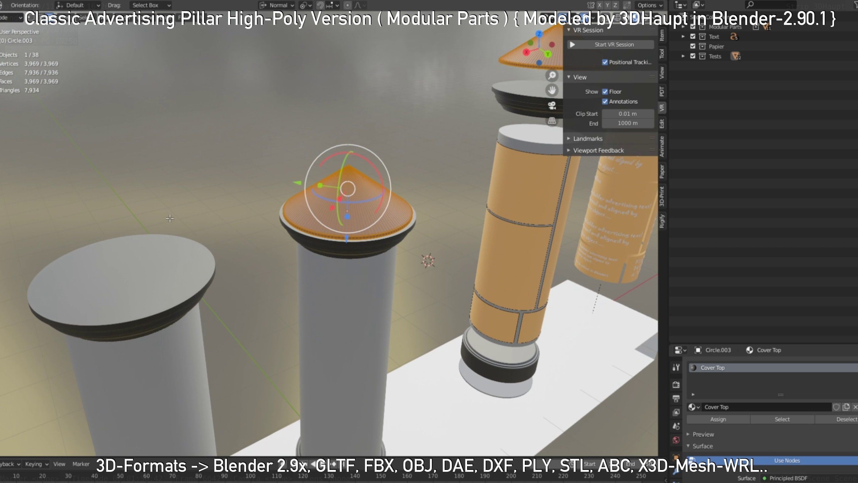 Classic Advertising Pillar High-Poly Version 3D model_127