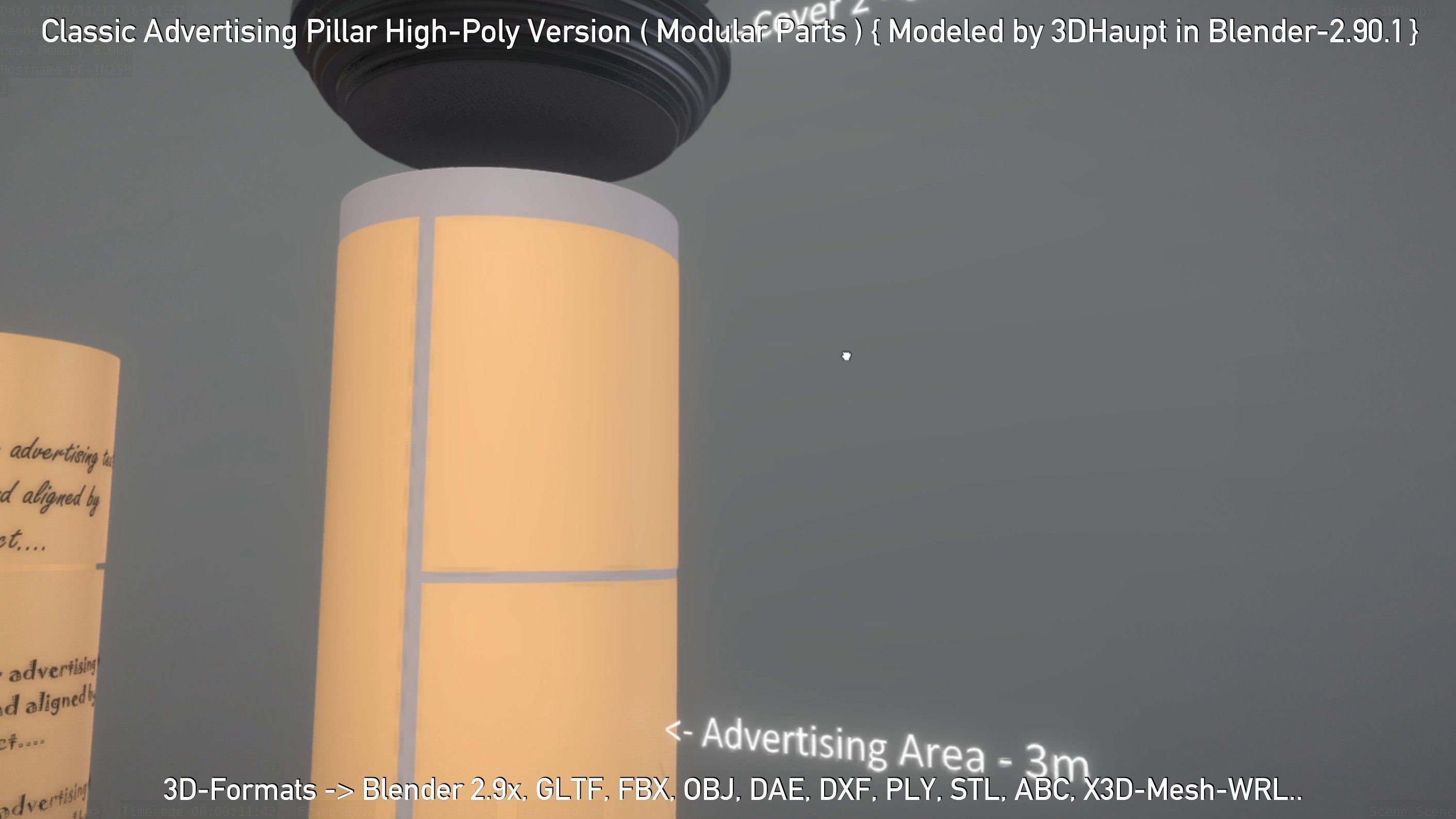 Classic Advertising Pillar High-Poly Version 3D model_53