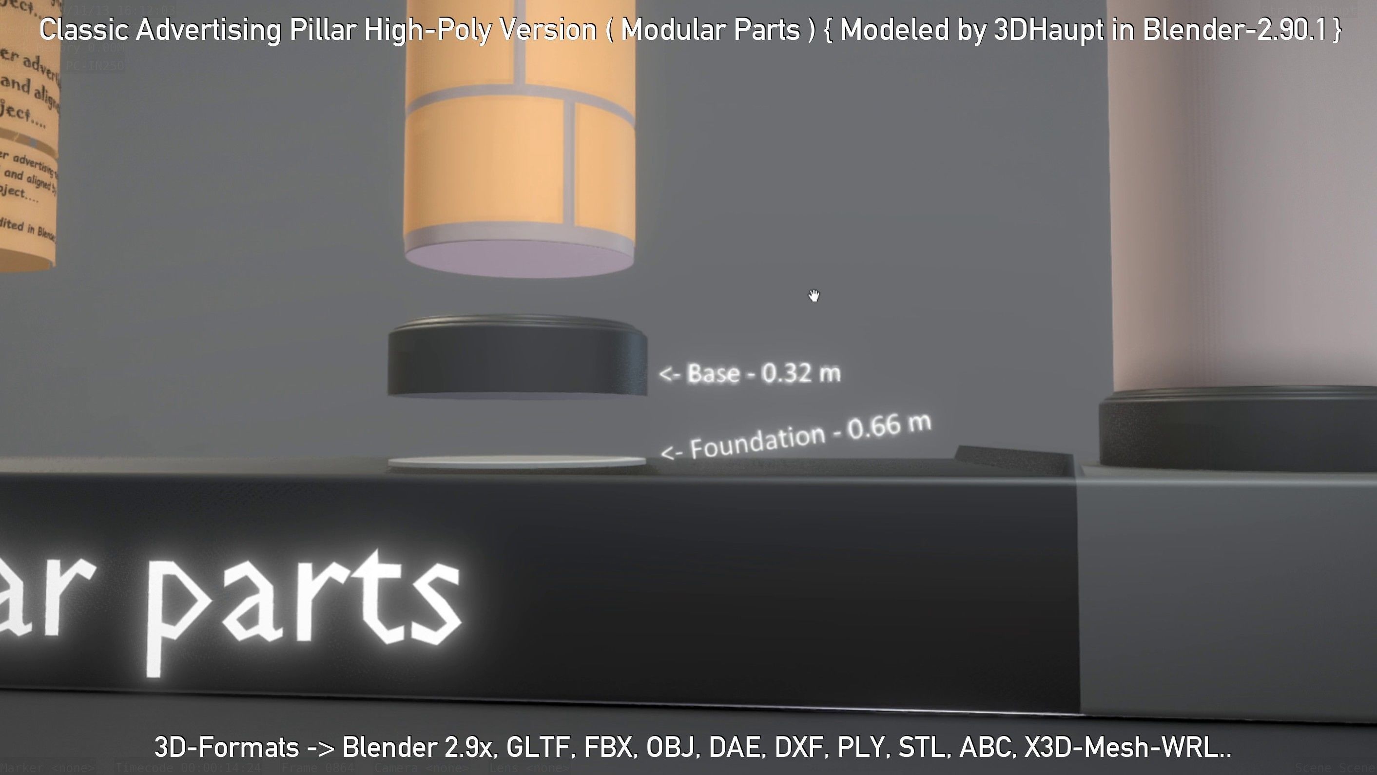 Classic Advertising Pillar High-Poly Version 3D model_55