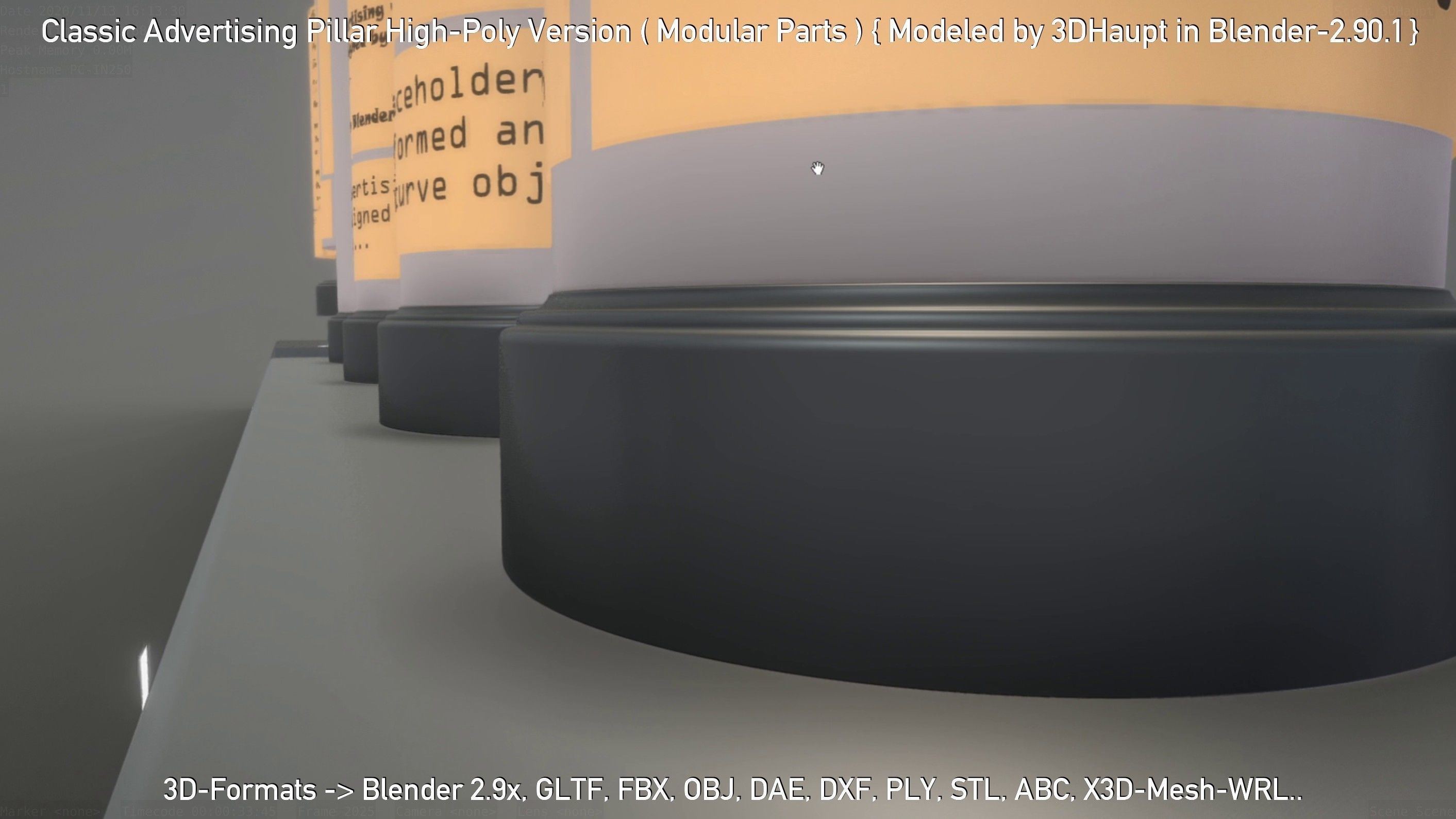 Classic Advertising Pillar High-Poly Version 3D model_78