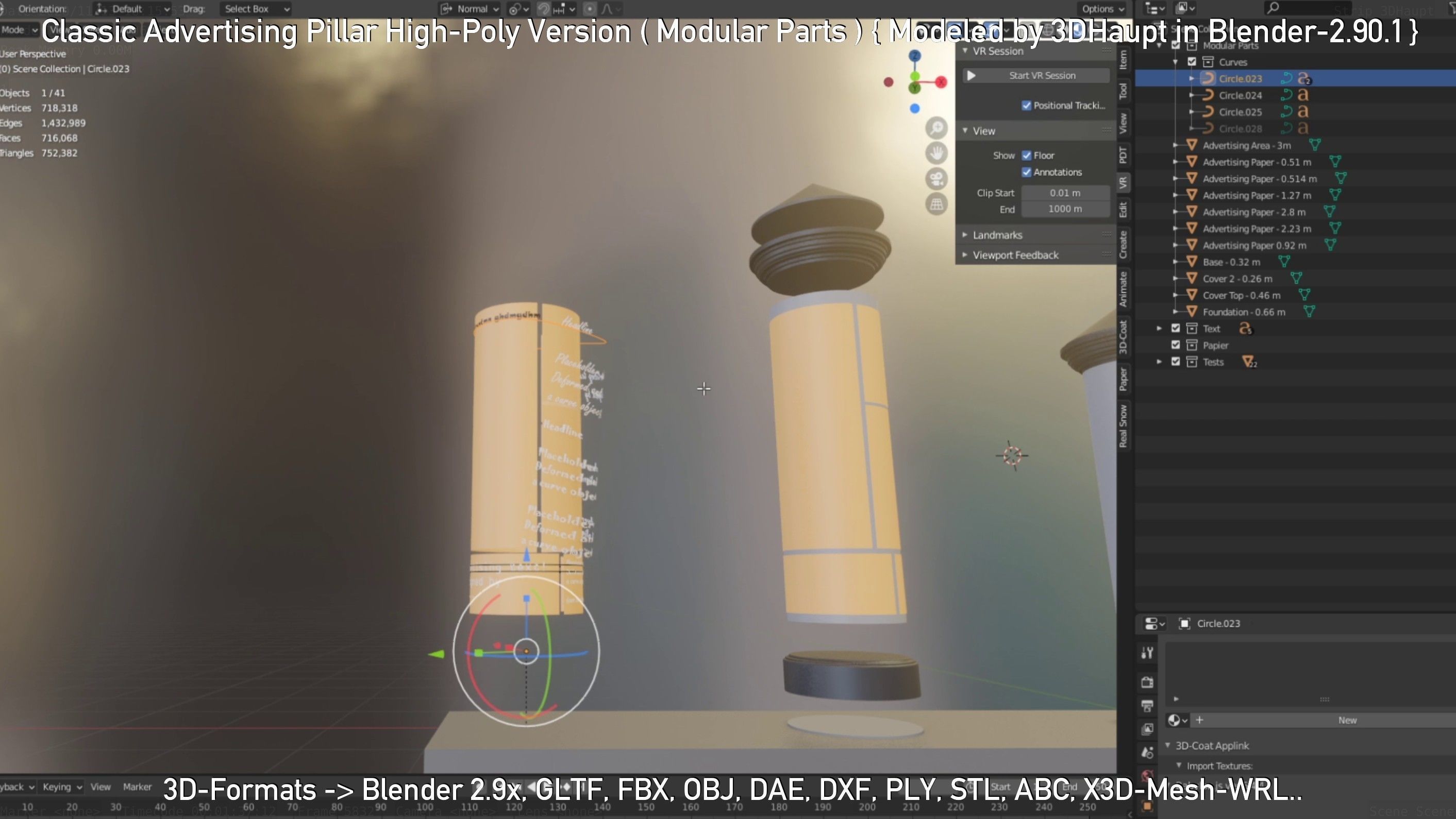 Classic Advertising Pillar High-Poly Version 3D model_134