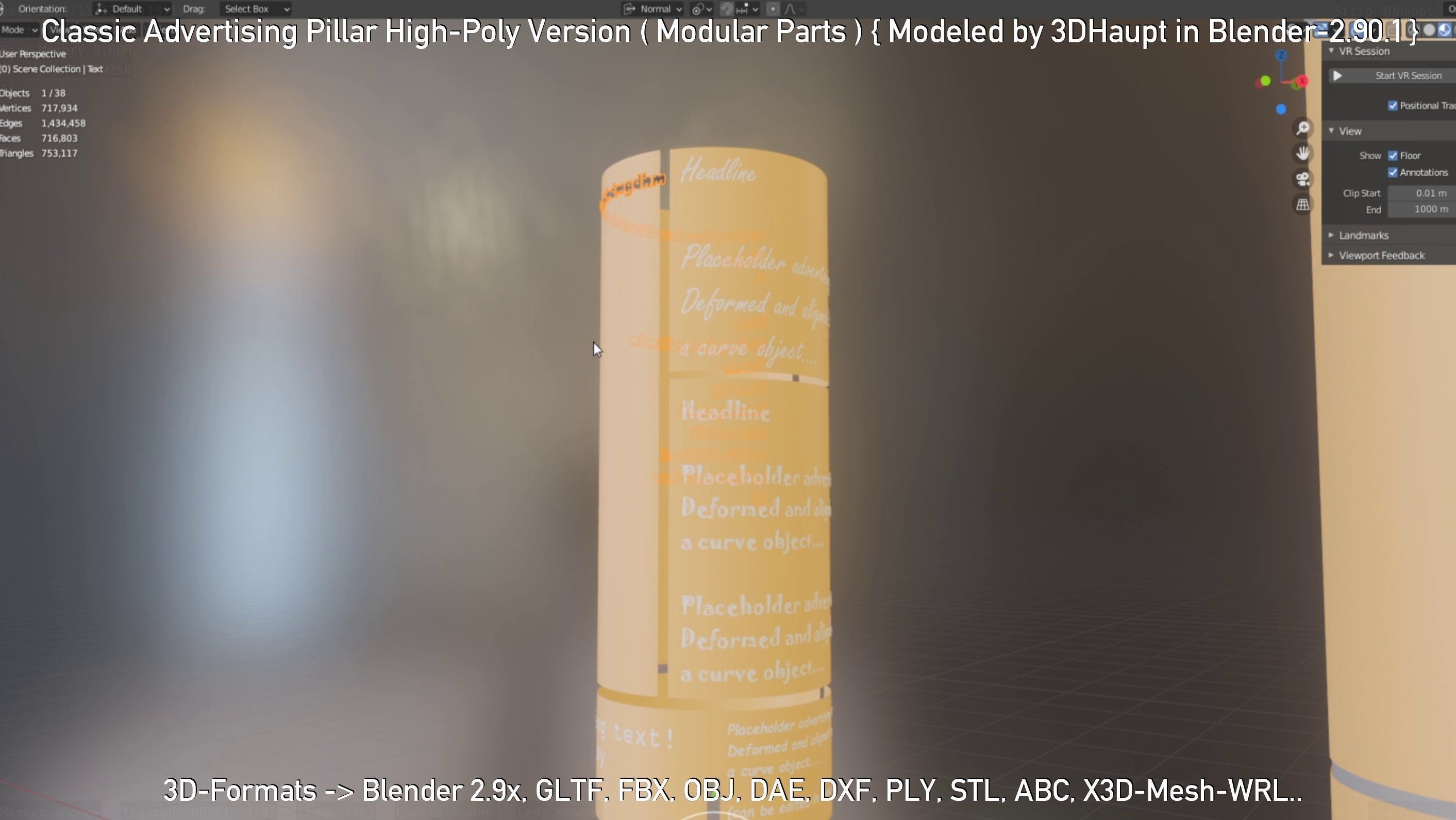 Classic Advertising Pillar High-Poly Version 3D model_77
