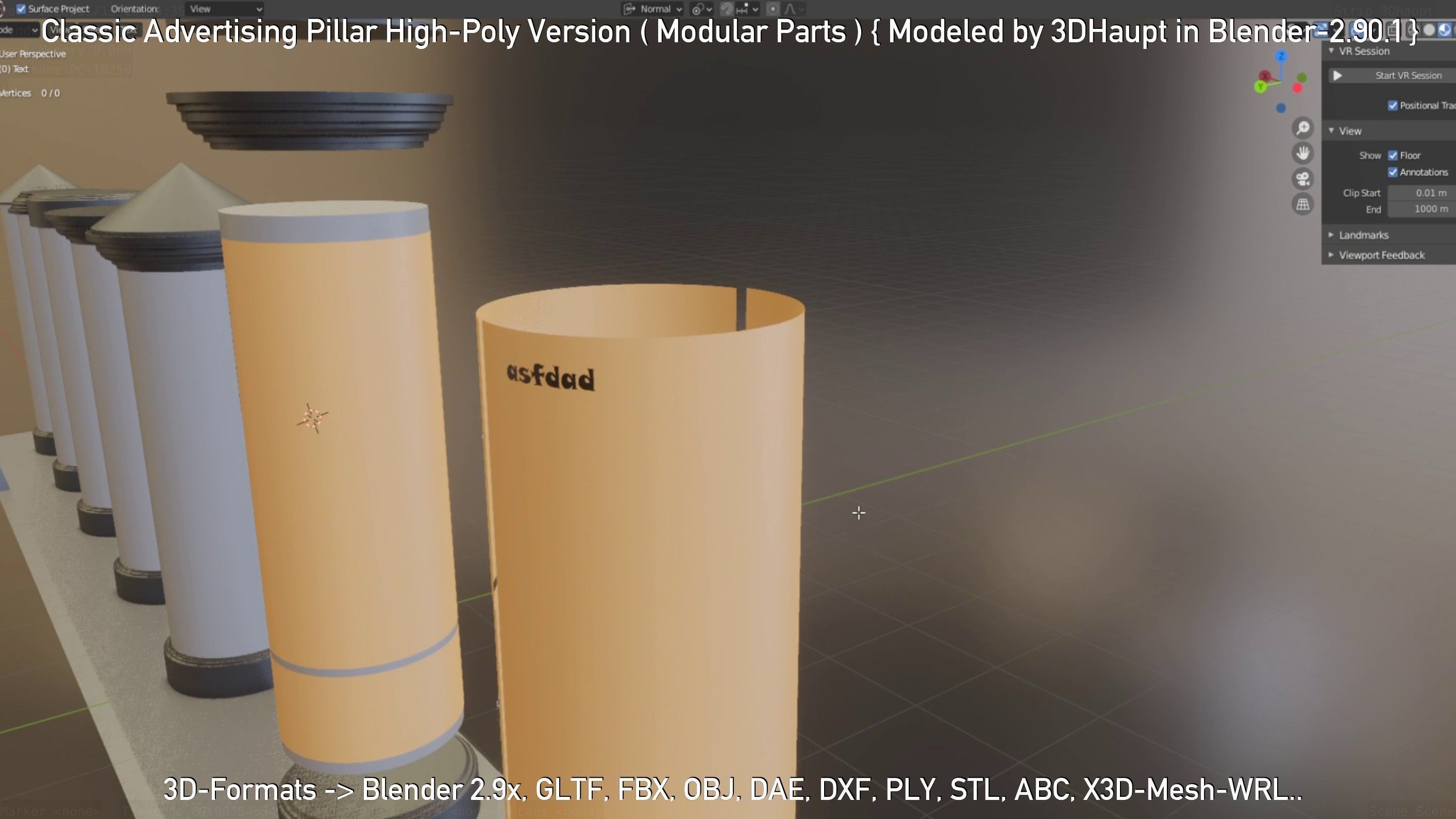 Classic Advertising Pillar High-Poly Version 3D model_41