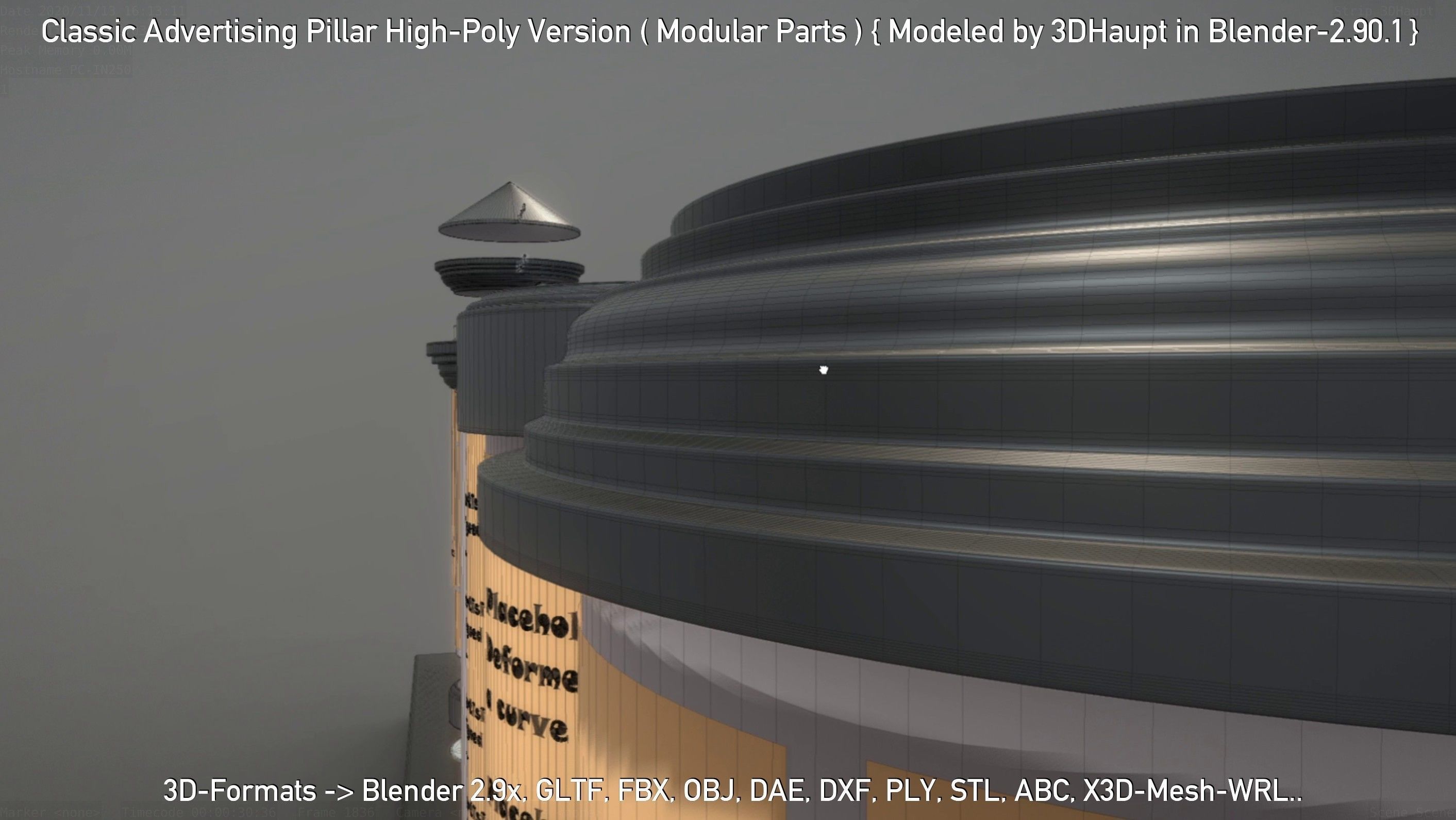 Classic Advertising Pillar High-Poly Version 3D model_64