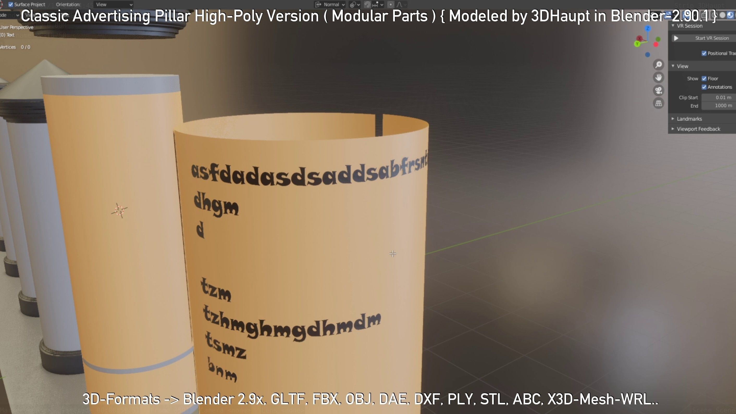 Classic Advertising Pillar High-Poly Version 3D model_63