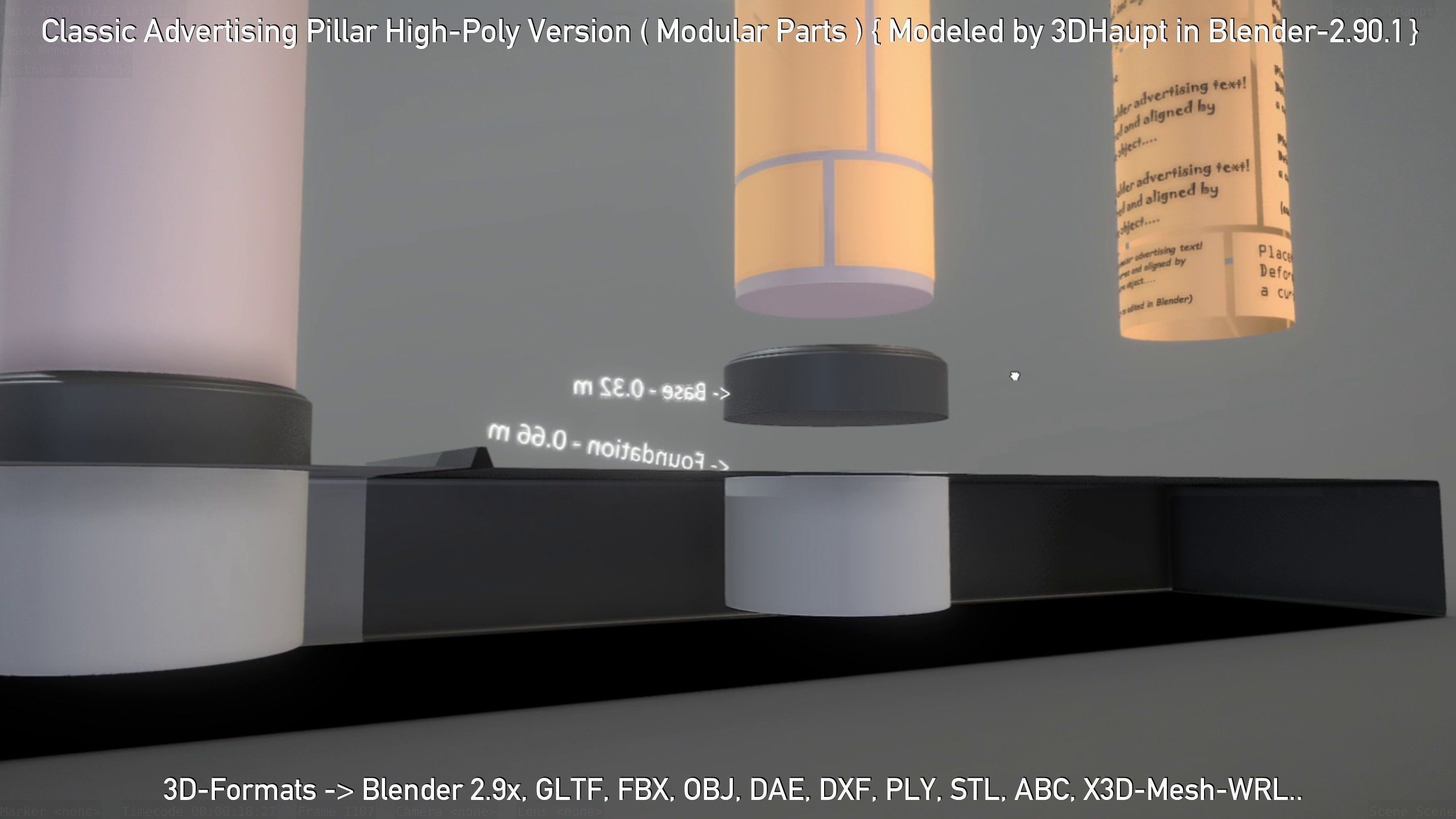 Classic Advertising Pillar High-Poly Version 3D model_56