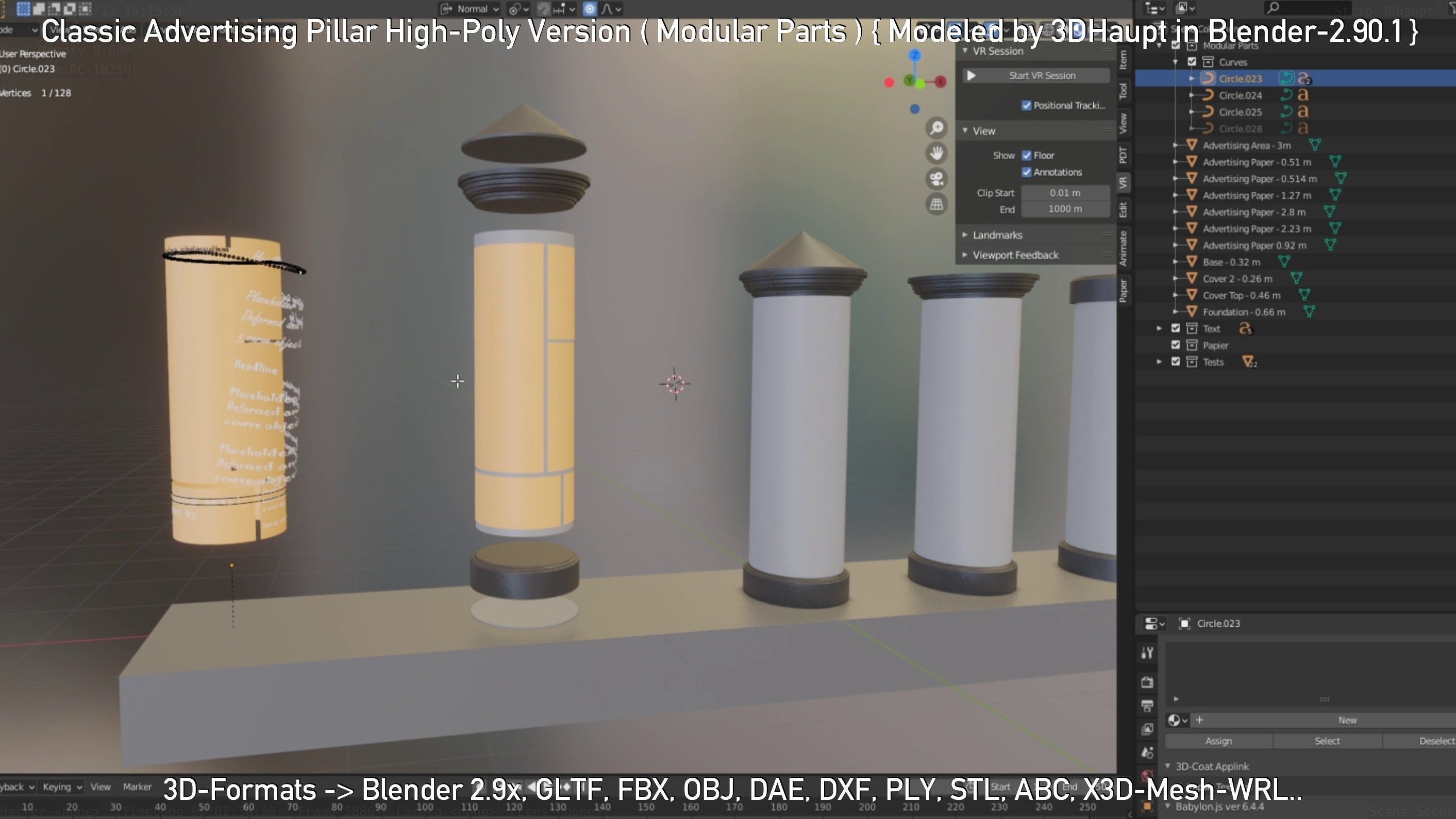 Classic Advertising Pillar High-Poly Version 3D model_14