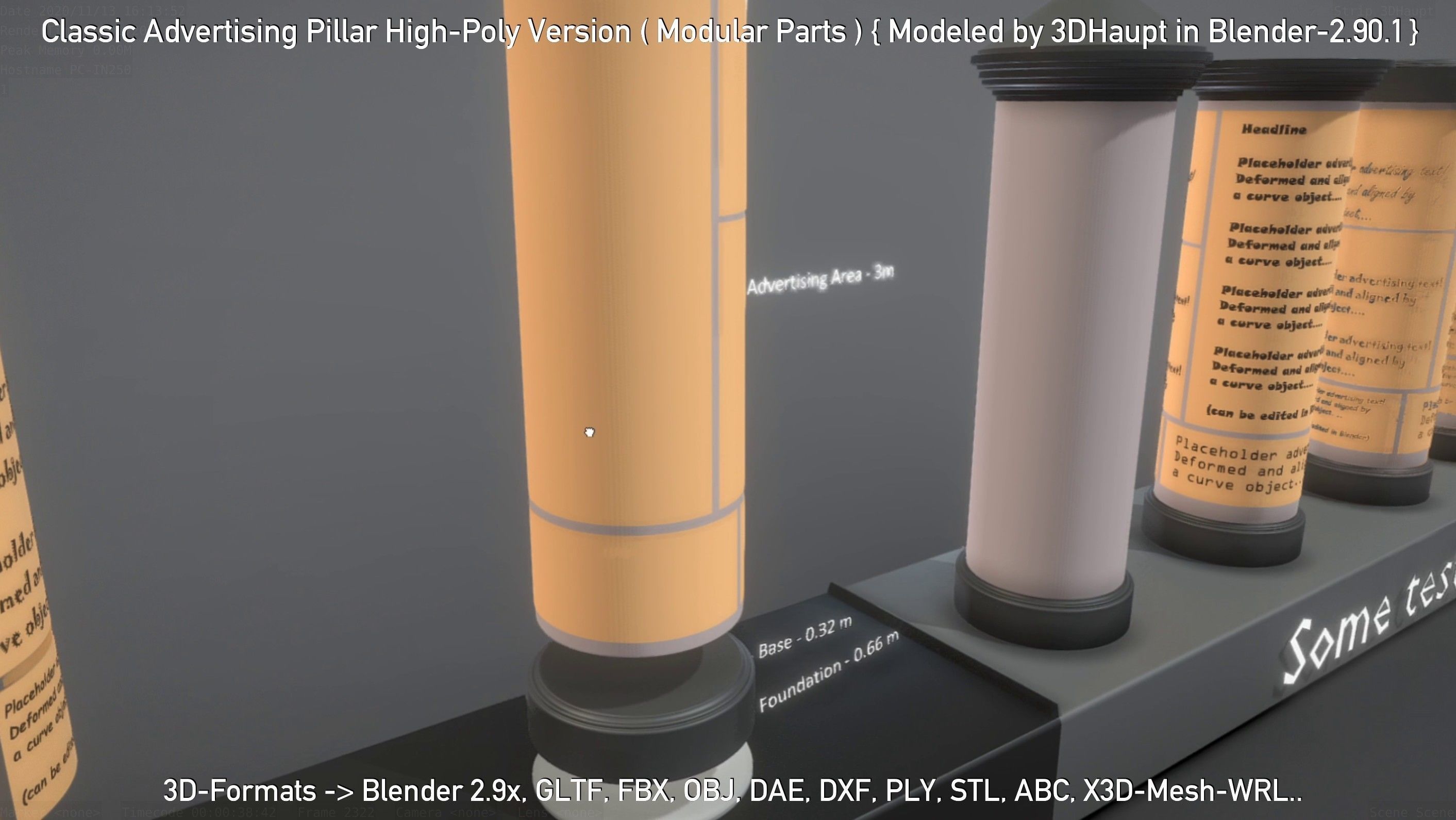 Classic Advertising Pillar High-Poly Version 3D model_68
