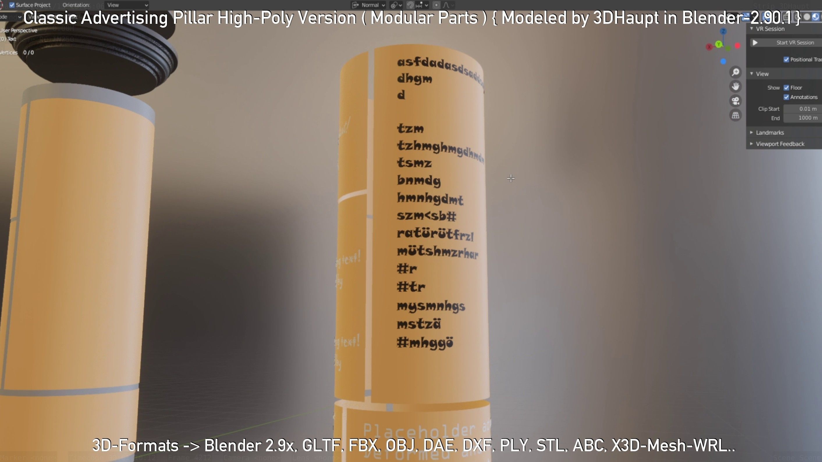 Classic Advertising Pillar High-Poly Version 3D model_11