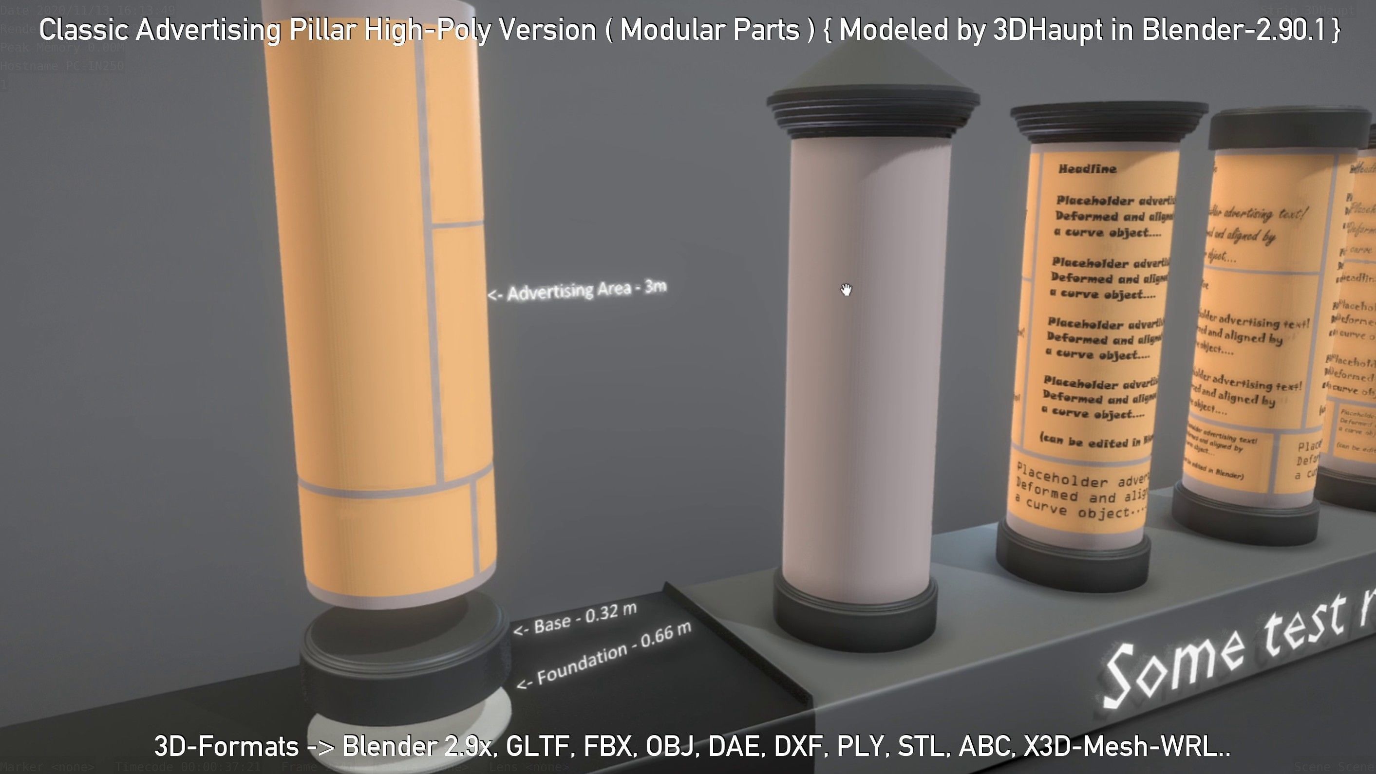 Classic Advertising Pillar High-Poly Version 3D model_67