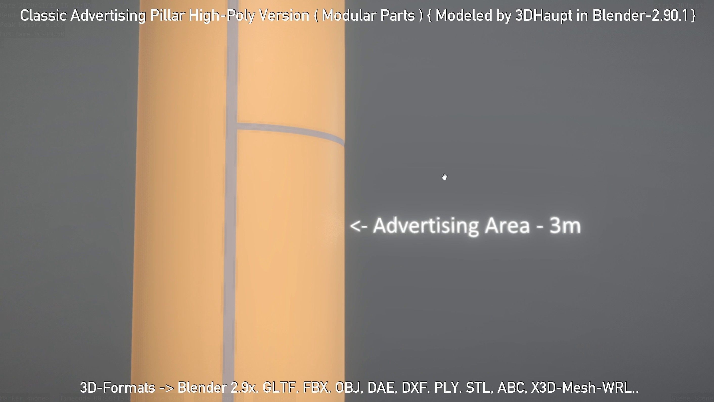 Classic Advertising Pillar High-Poly Version 3D model_54