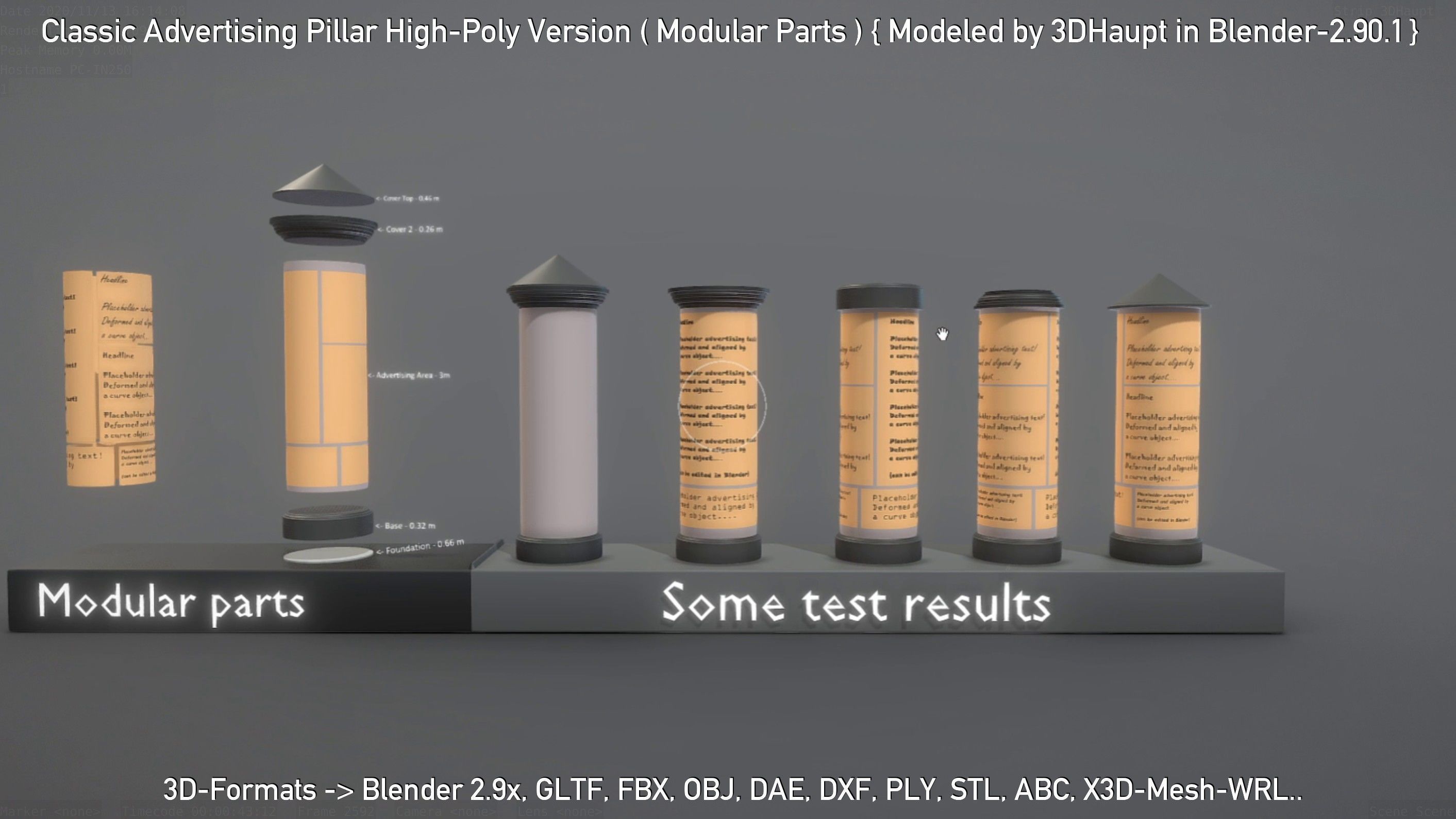Classic Advertising Pillar High-Poly Version 3D model_69