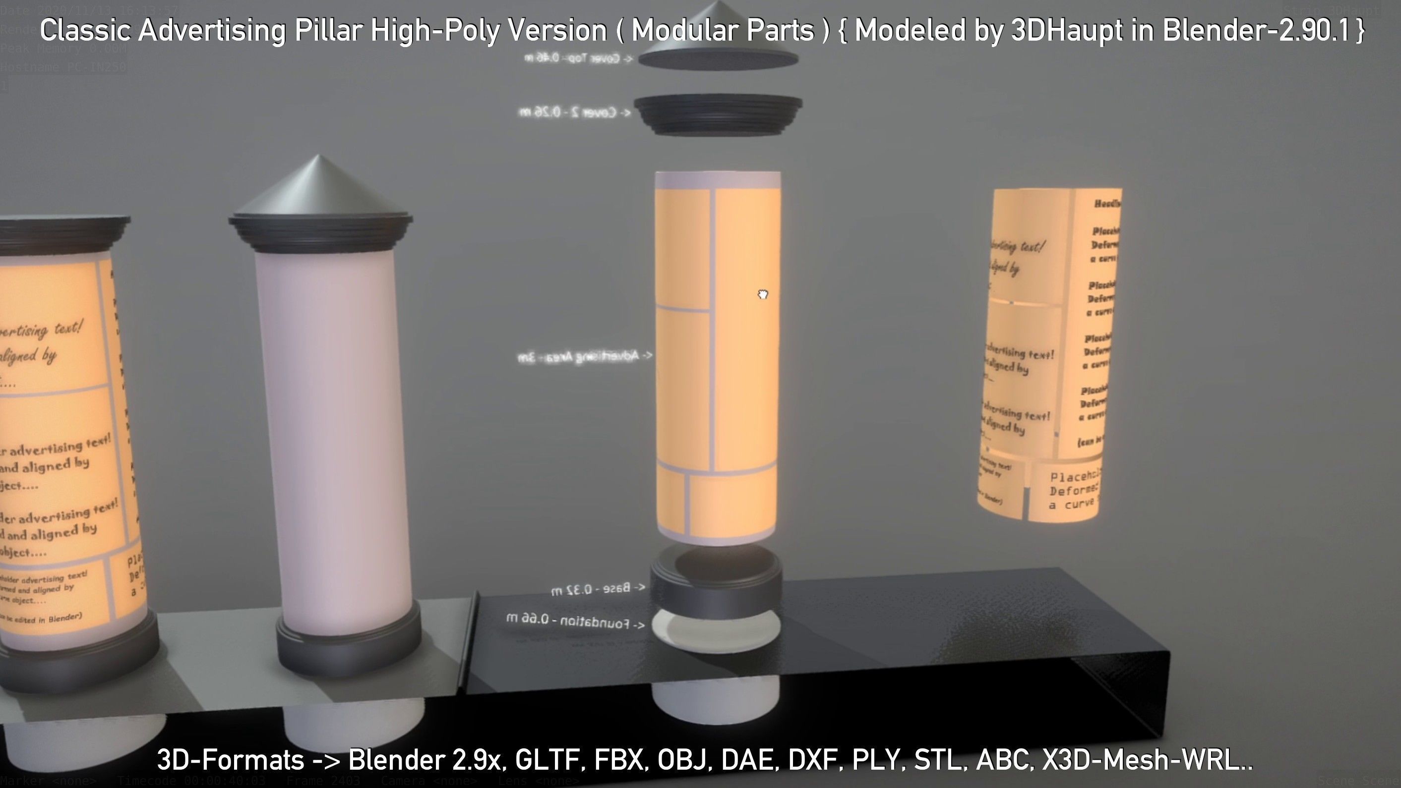 Classic Advertising Pillar High-Poly Version 3D model_96