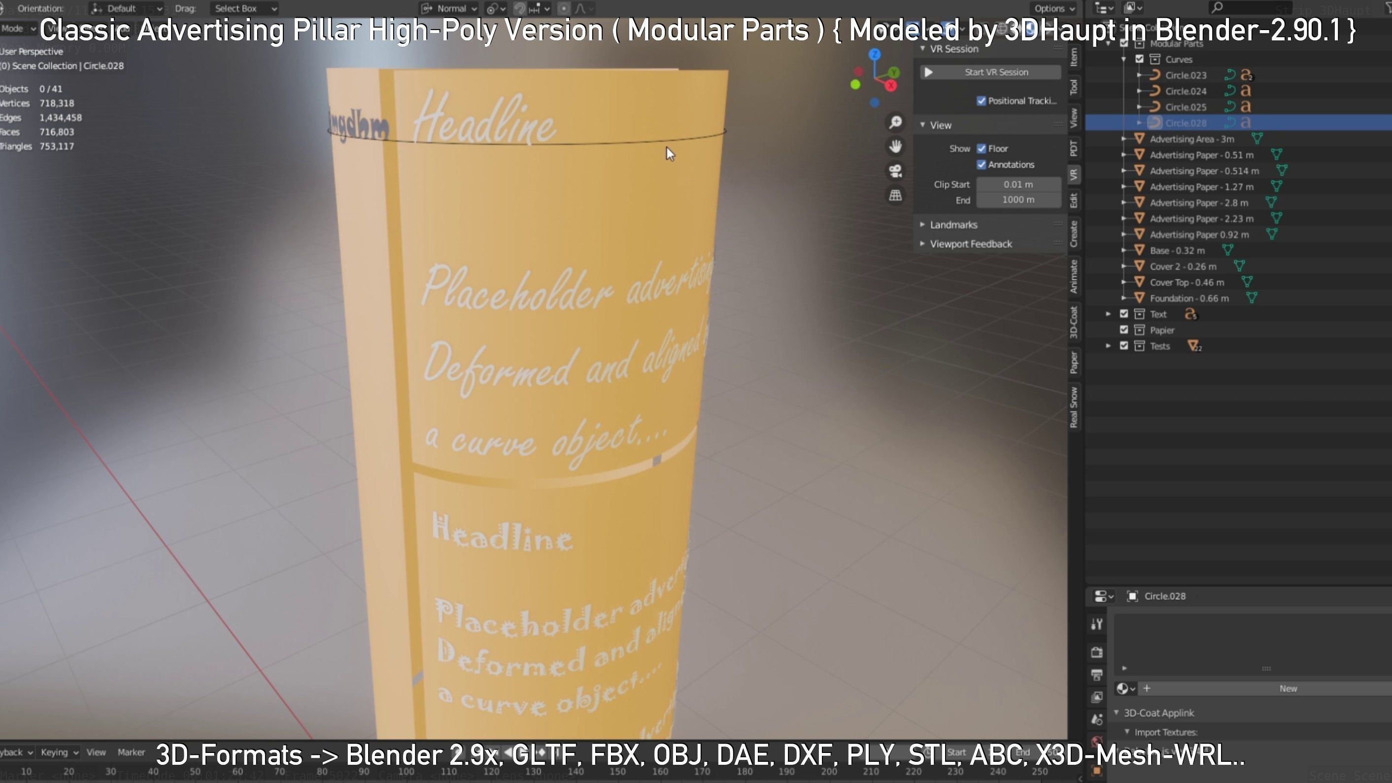 Classic Advertising Pillar High-Poly Version 3D model_126