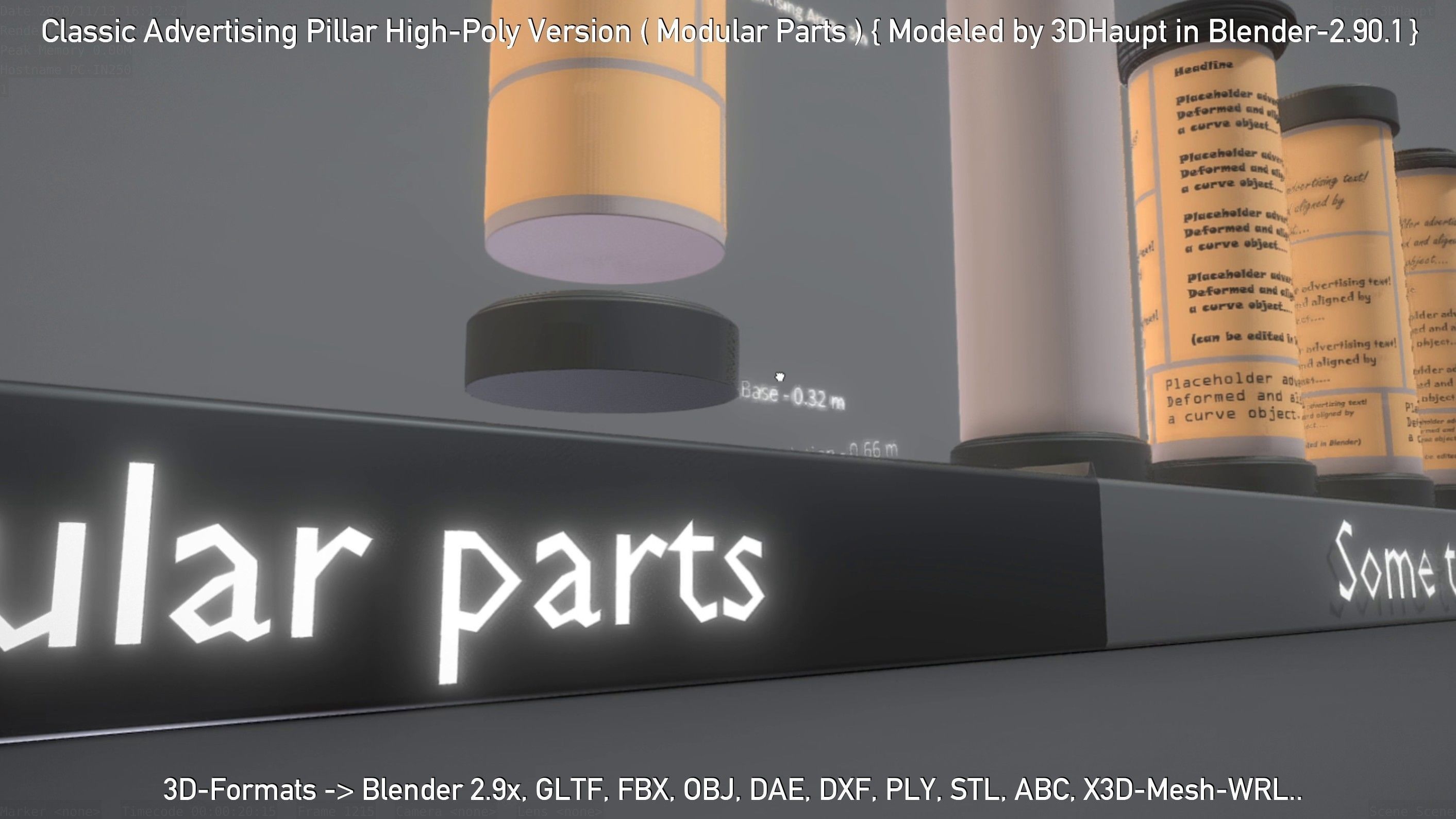 Classic Advertising Pillar High-Poly Version 3D model_136