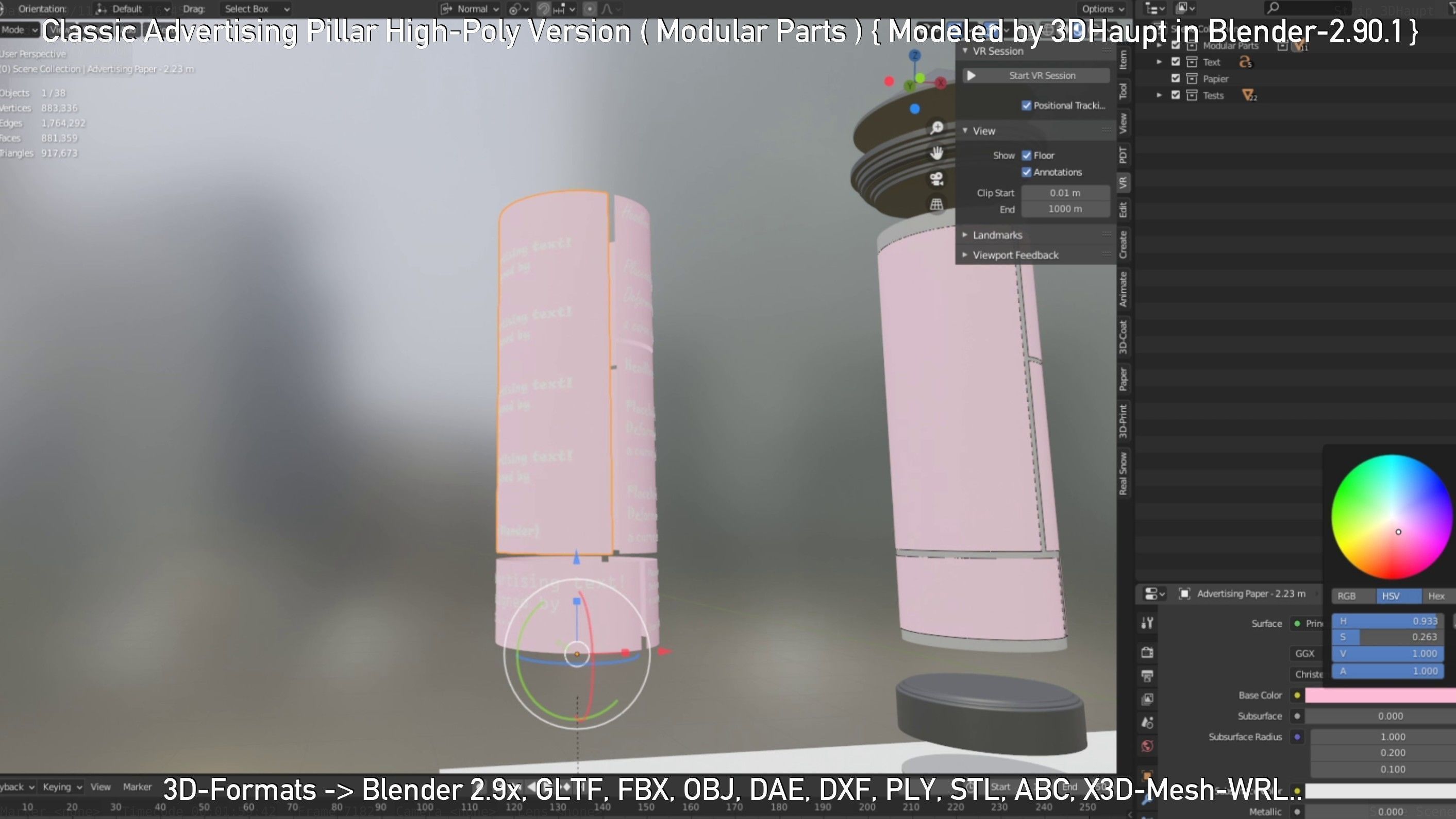 Classic Advertising Pillar High-Poly Version 3D model_26