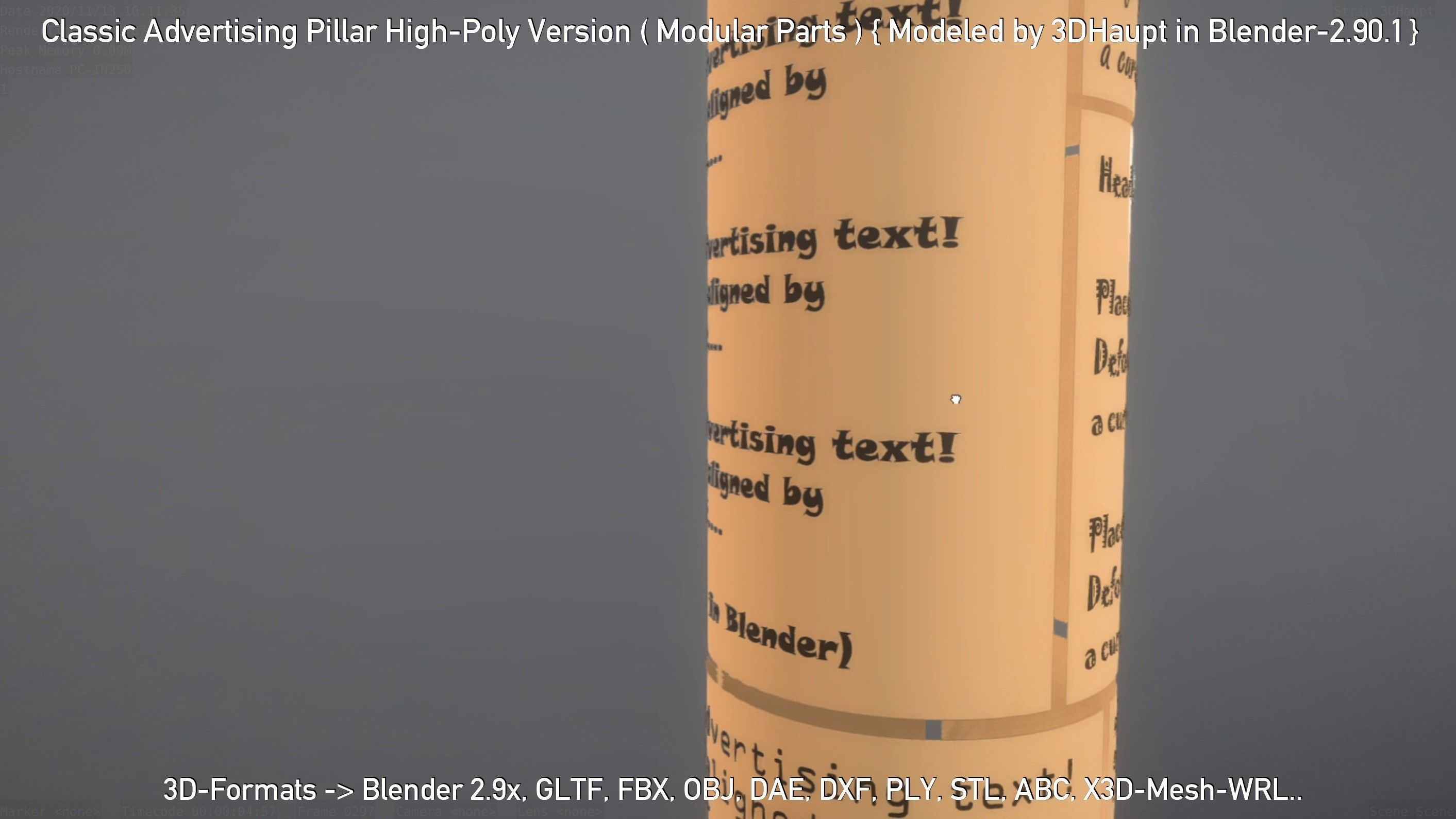 Classic Advertising Pillar High-Poly Version 3D model_49