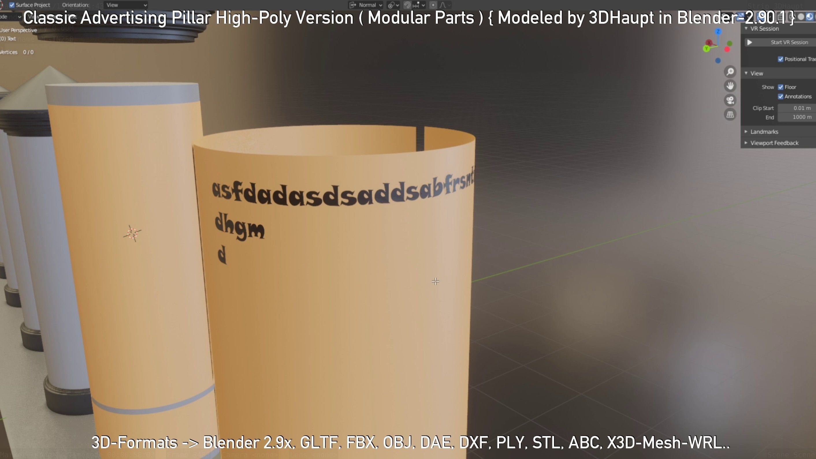 Classic Advertising Pillar High-Poly Version 3D model_101